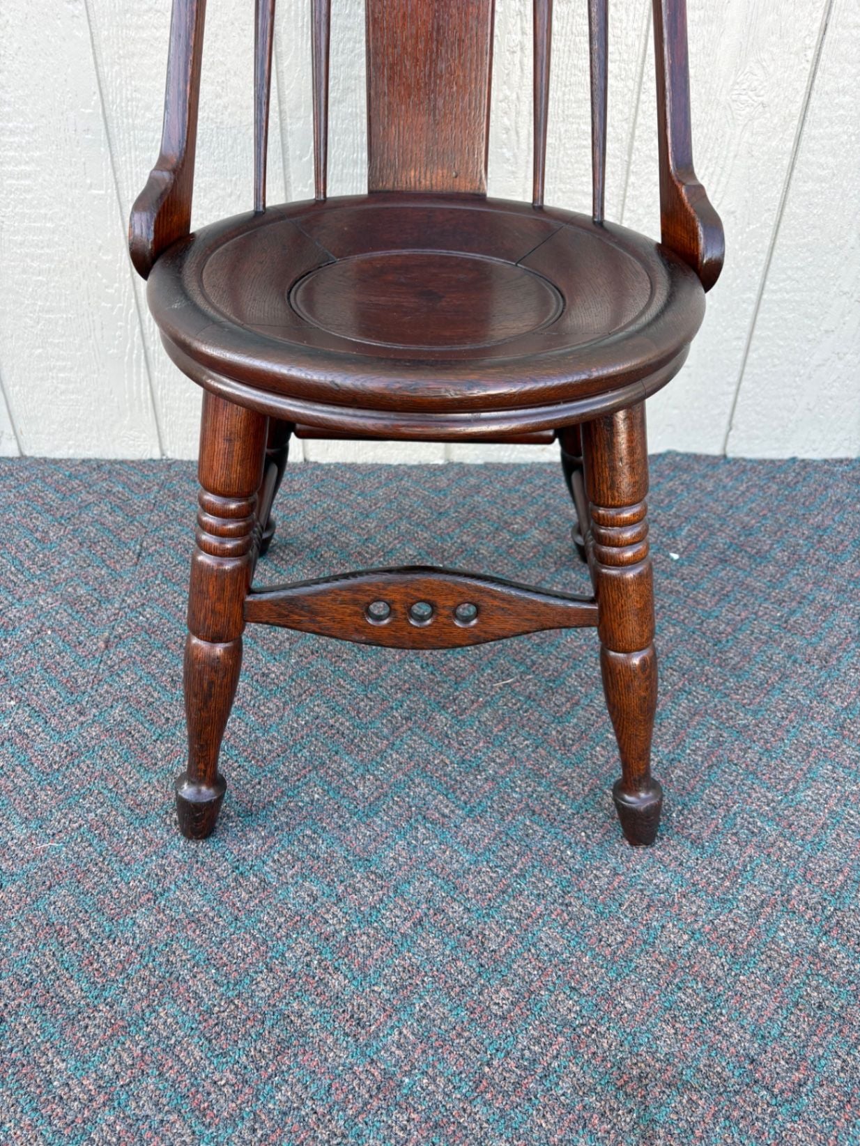 67412 Victorian Hunzinger Style Oak Side Chair with Heart Back