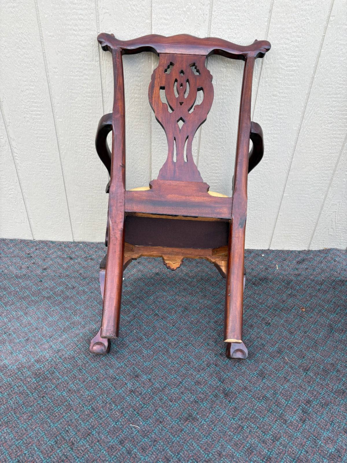 68129 Pair of Chippendale Style Mahogany Armchairs with Carved Details