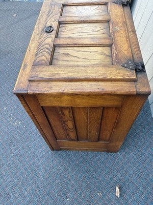 67160 Antique BAMBERGER Victorian Oak Ice Box Refrigerator with Lift Top