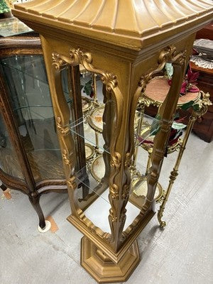 62471 Mid Century Modern Gold Curio Cabinet Etergie