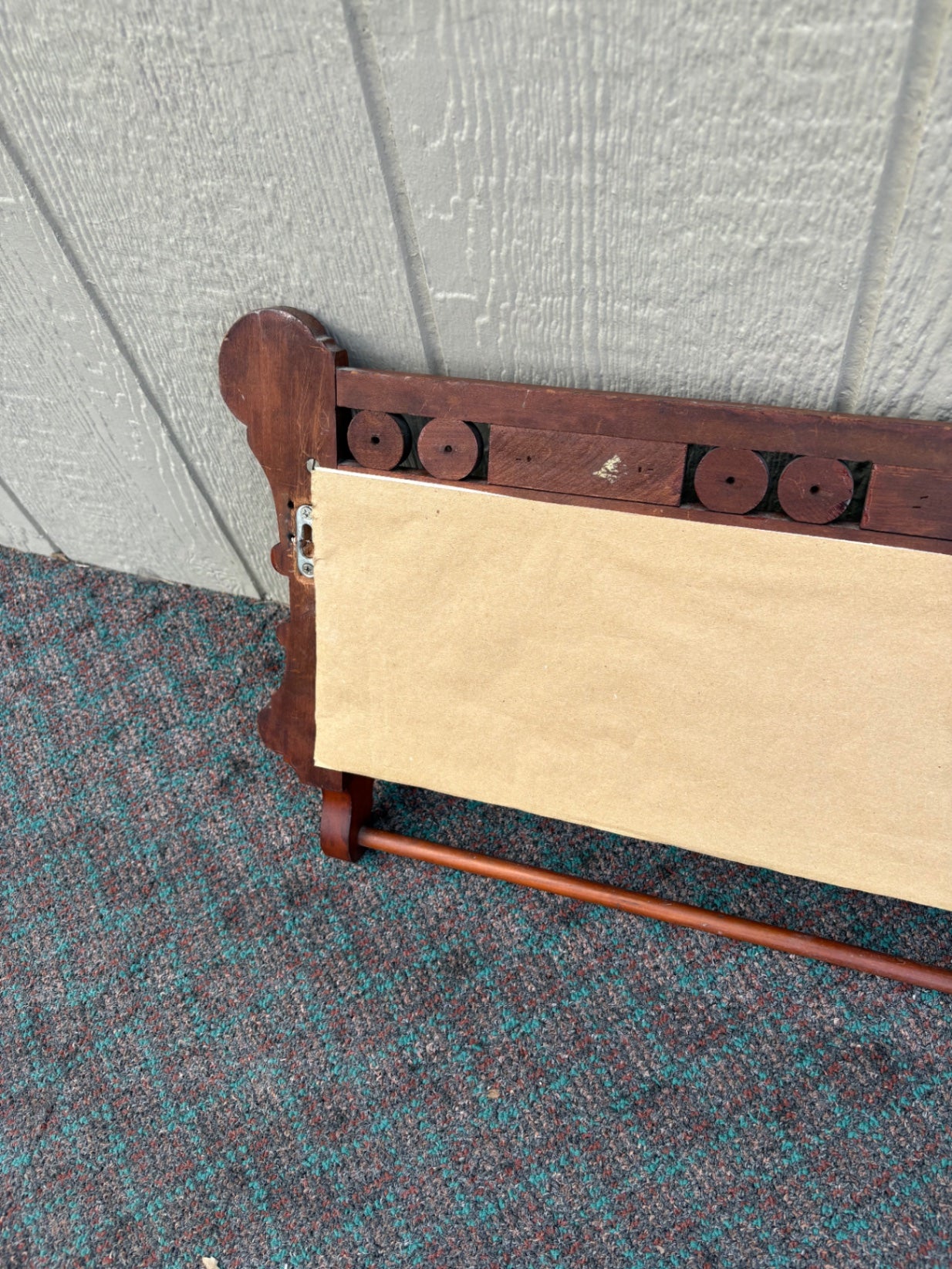68107 Victorian Wall-Mounted Towel Rack with Carved Details and Fabric Panel