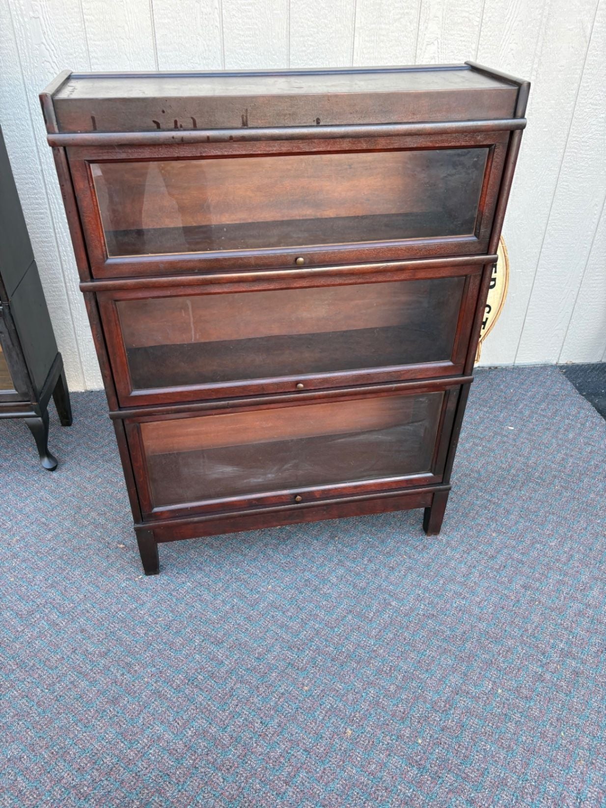 67597 Vintage Mahogany Barrister Bookcase with Glass Fronts