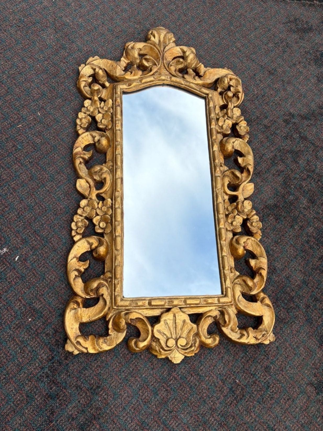 67462 Baroque Style Ornate Gold Gilt Wall Mirror with Floral Motif