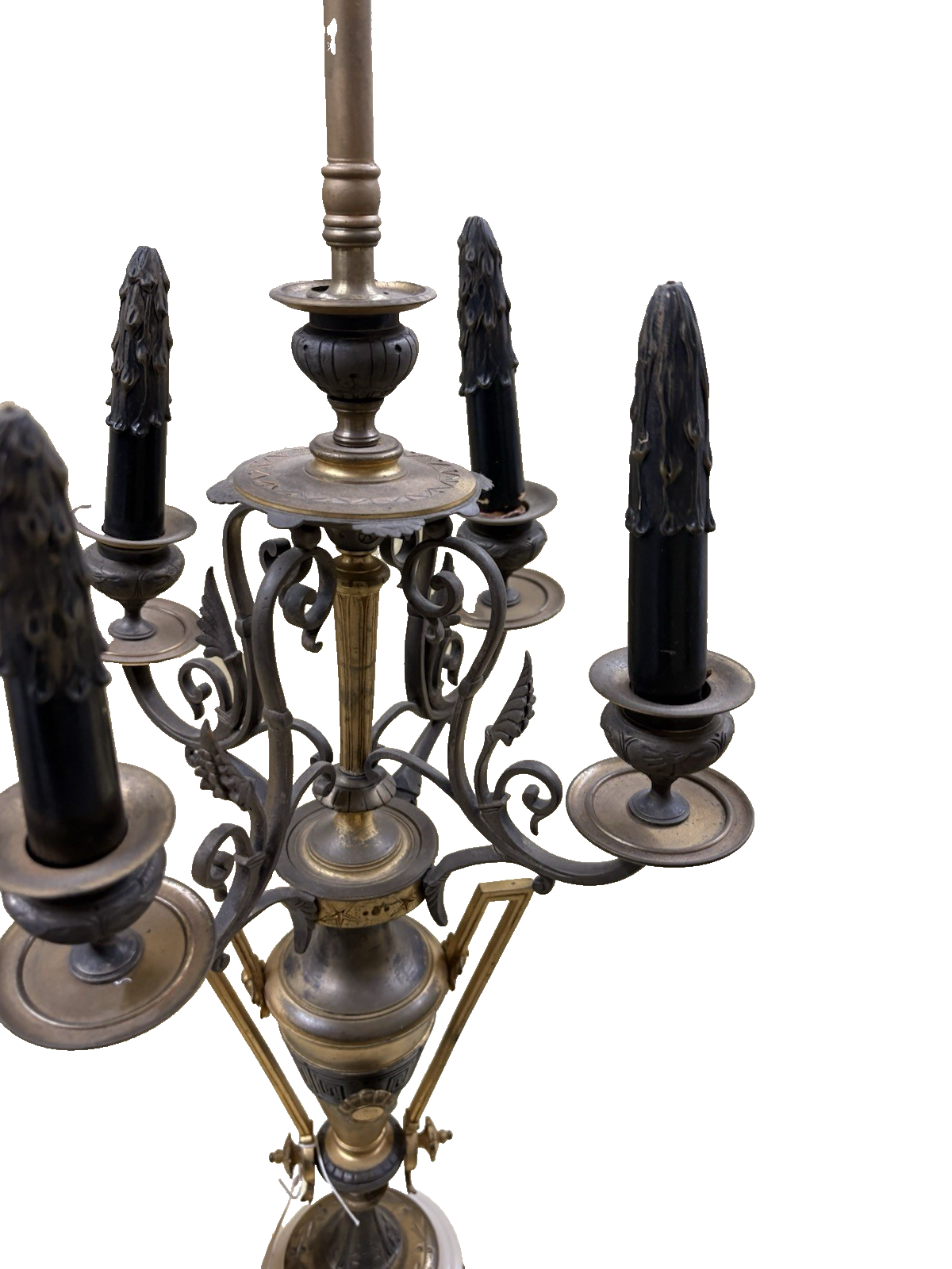 50584 Custom Hand Made Antique Bronze + Onyx Table Urn Lamp QUALITY Rare Find