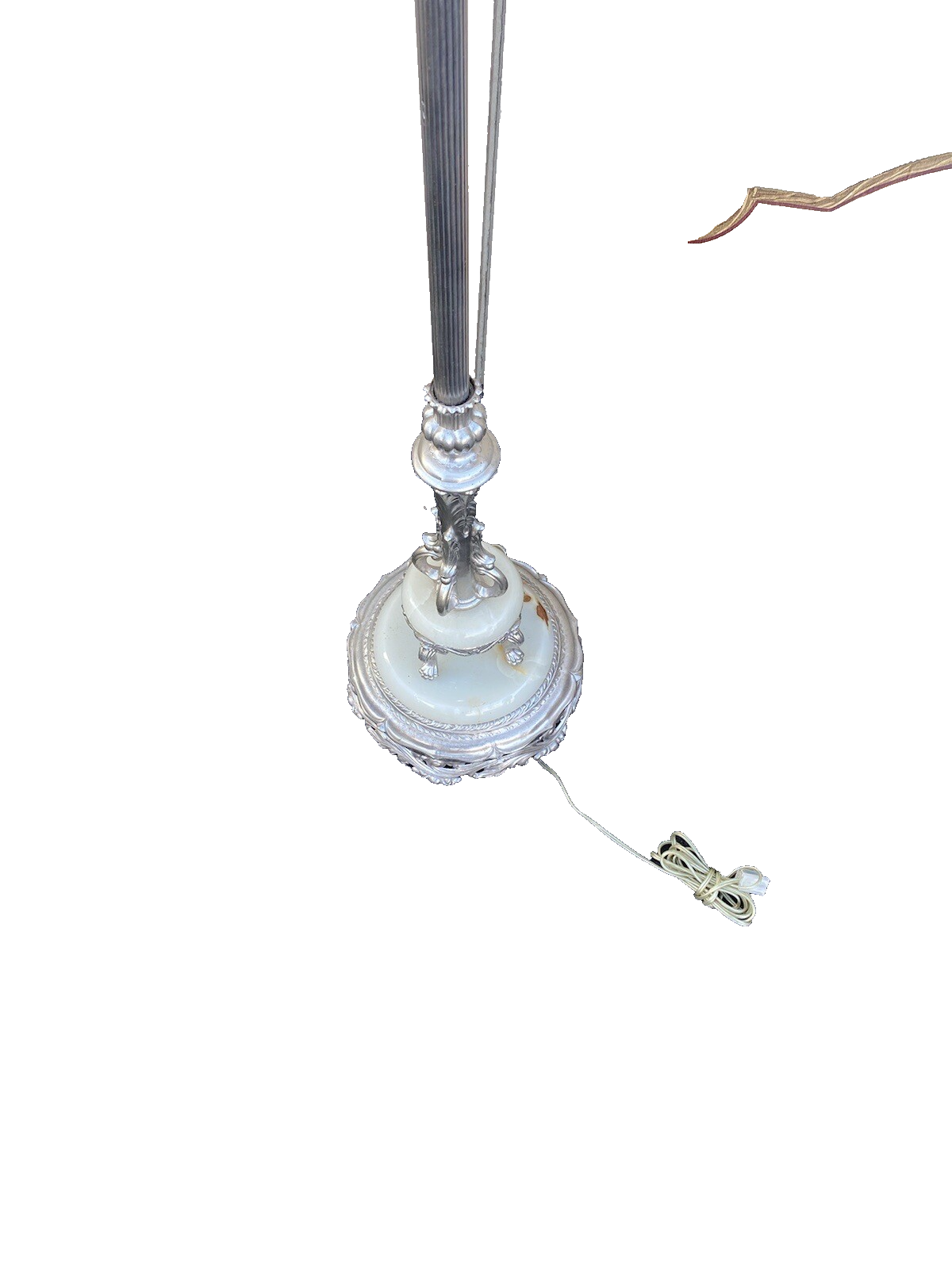 65030 Antique Torch Lamp with glass shade and onyx base