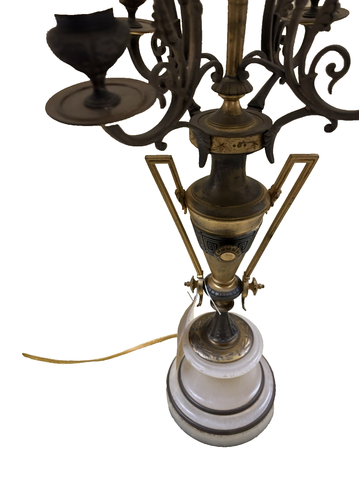 50584 Custom Hand Made Antique Bronze + Onyx Table Urn Lamp QUALITY Rare Find