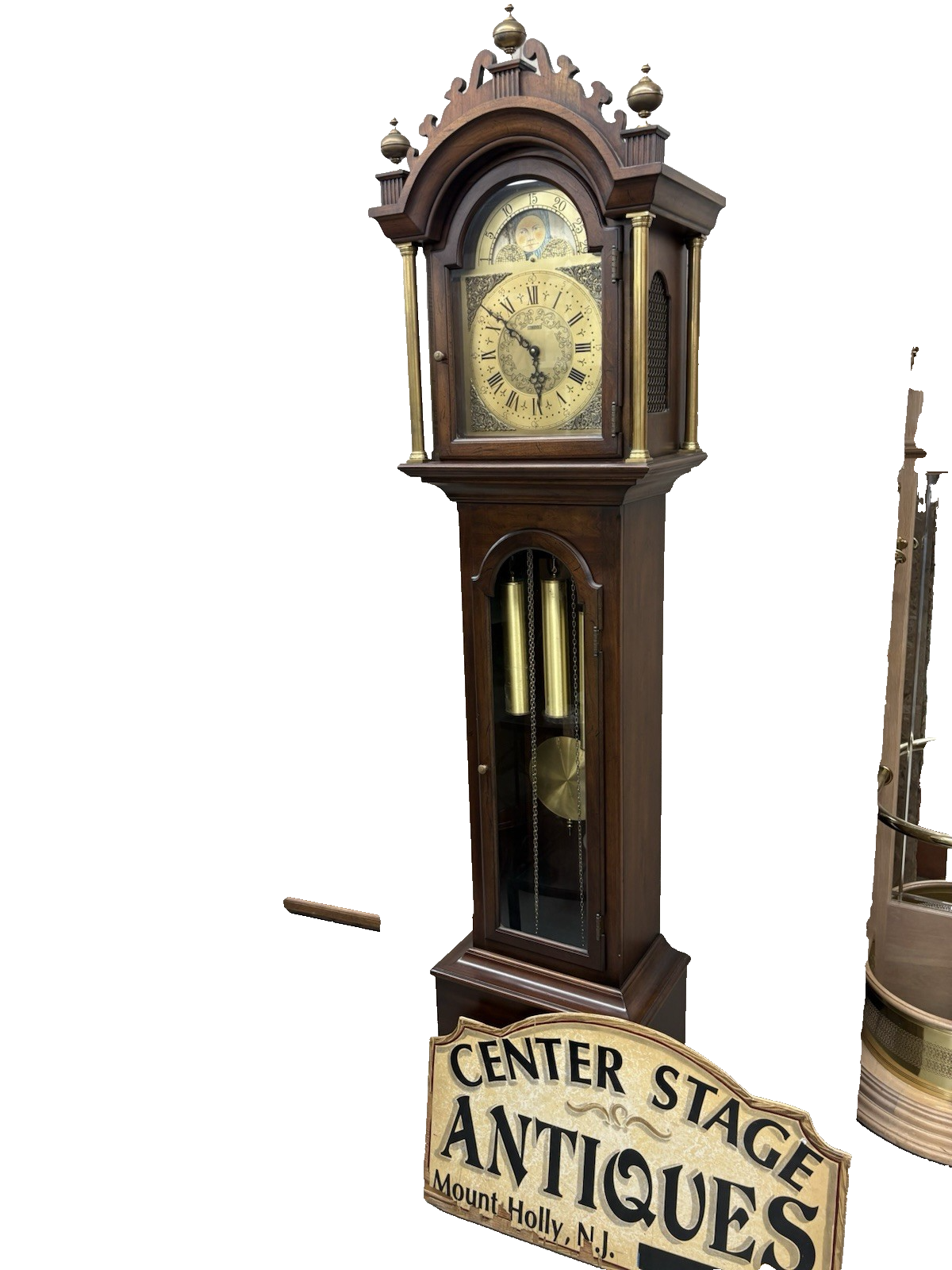 57046 TREND Mahogany Grandfather Clock Good Working Condition