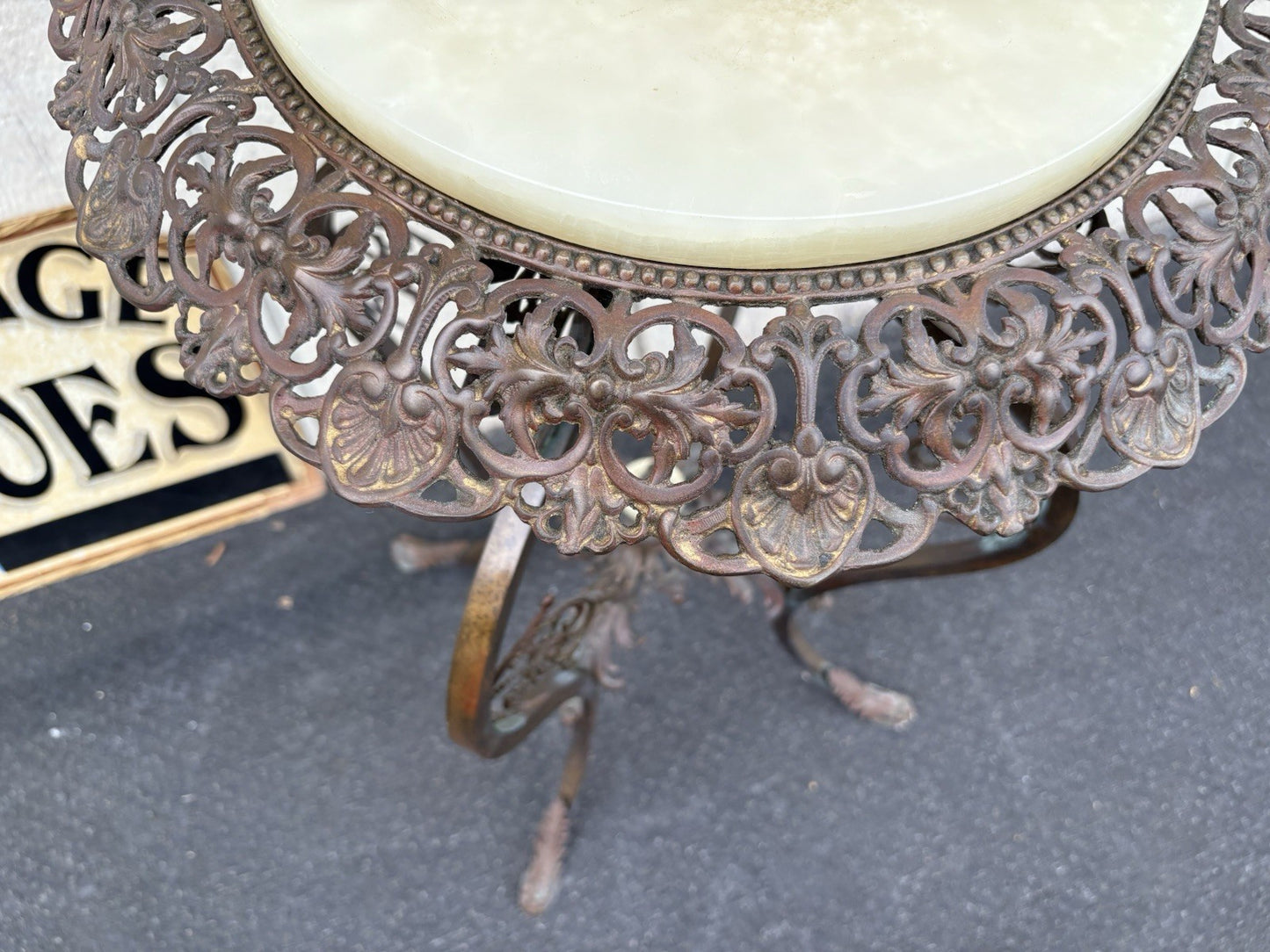 66828 Antique Victorian Marble Top Lamp Table Stand
