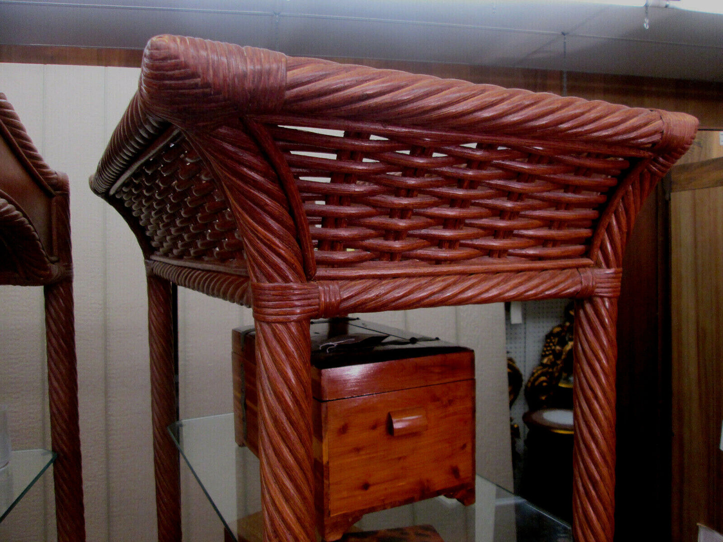 52179 Tommy Bahama ?? 3 SECTION Curio Cabinet Wicker Wall Unit Bookcase
