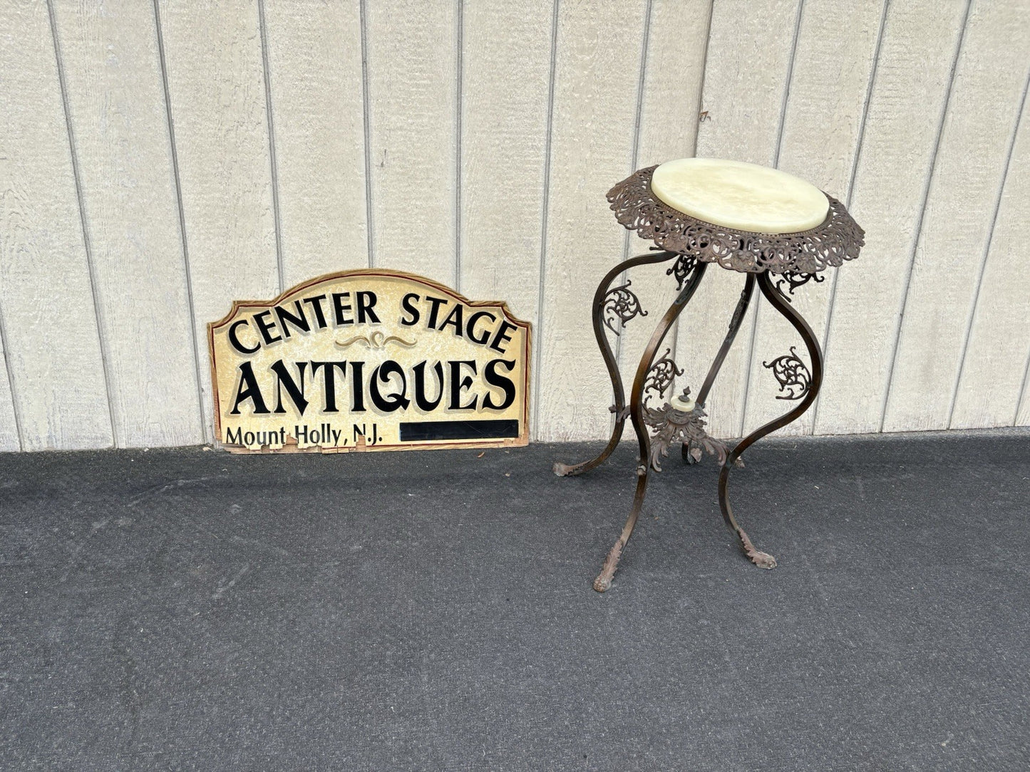 66828 Antique Victorian Marble Top Lamp Table Stand