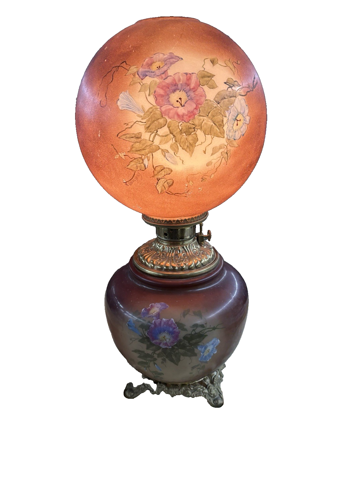 66592 Antique Gone with The Wind Electrified Oil Lamp