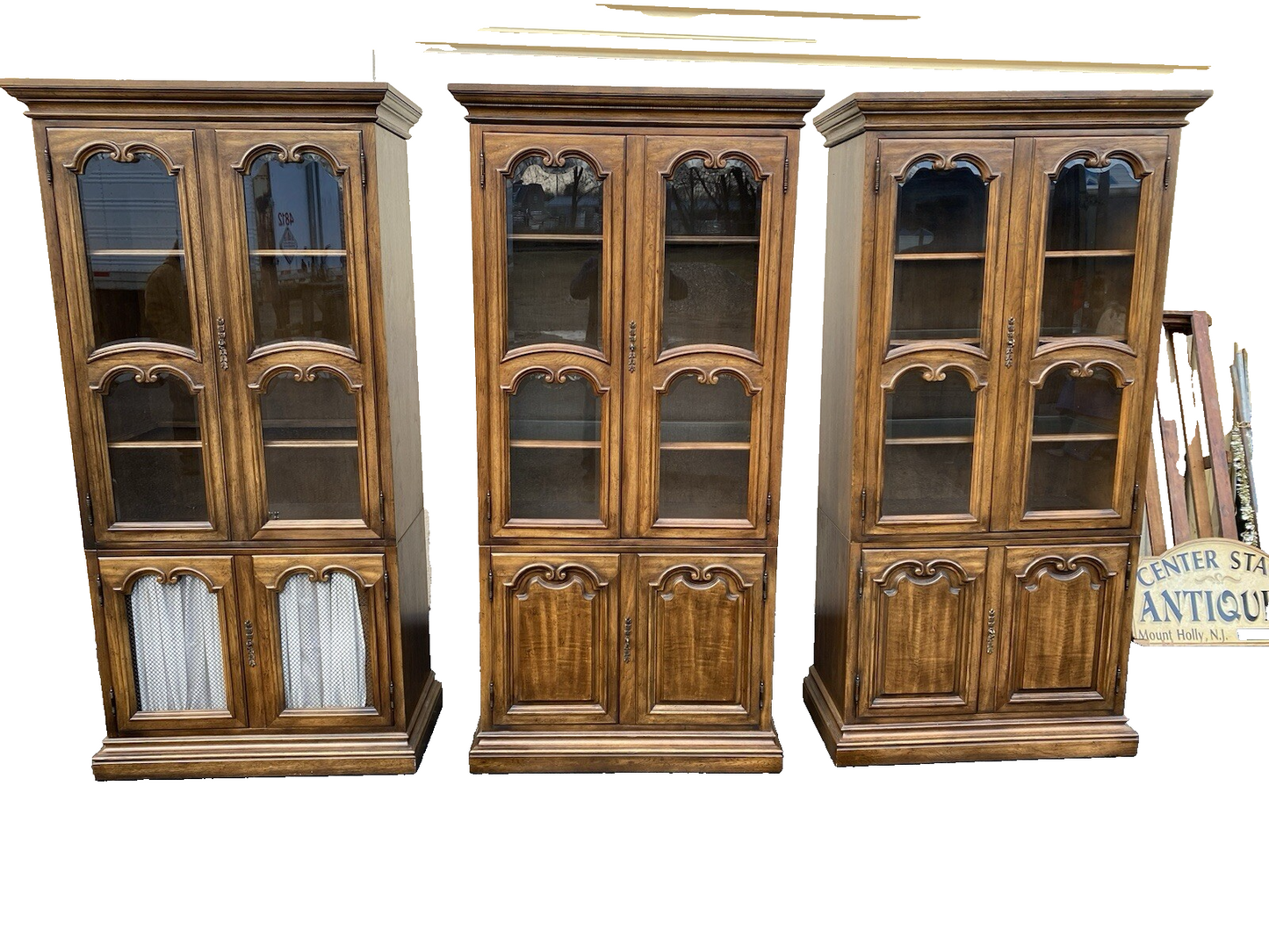 66198 BERNHARDT HIBRITEN 3 Section Wall Unit Bookcase Curio Cabinet