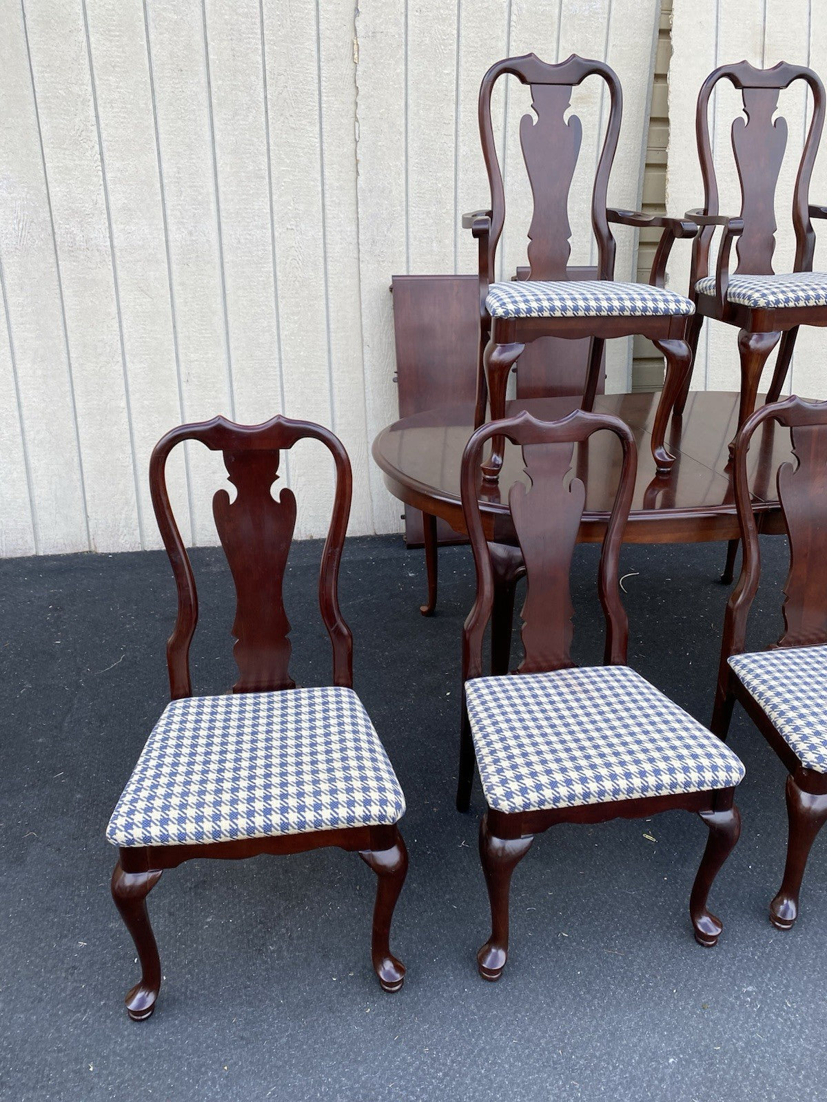 66604 SUMTER Furniture Dining Table w/ 2 Leafs + 6 Chairs Dining Top 100" x 44