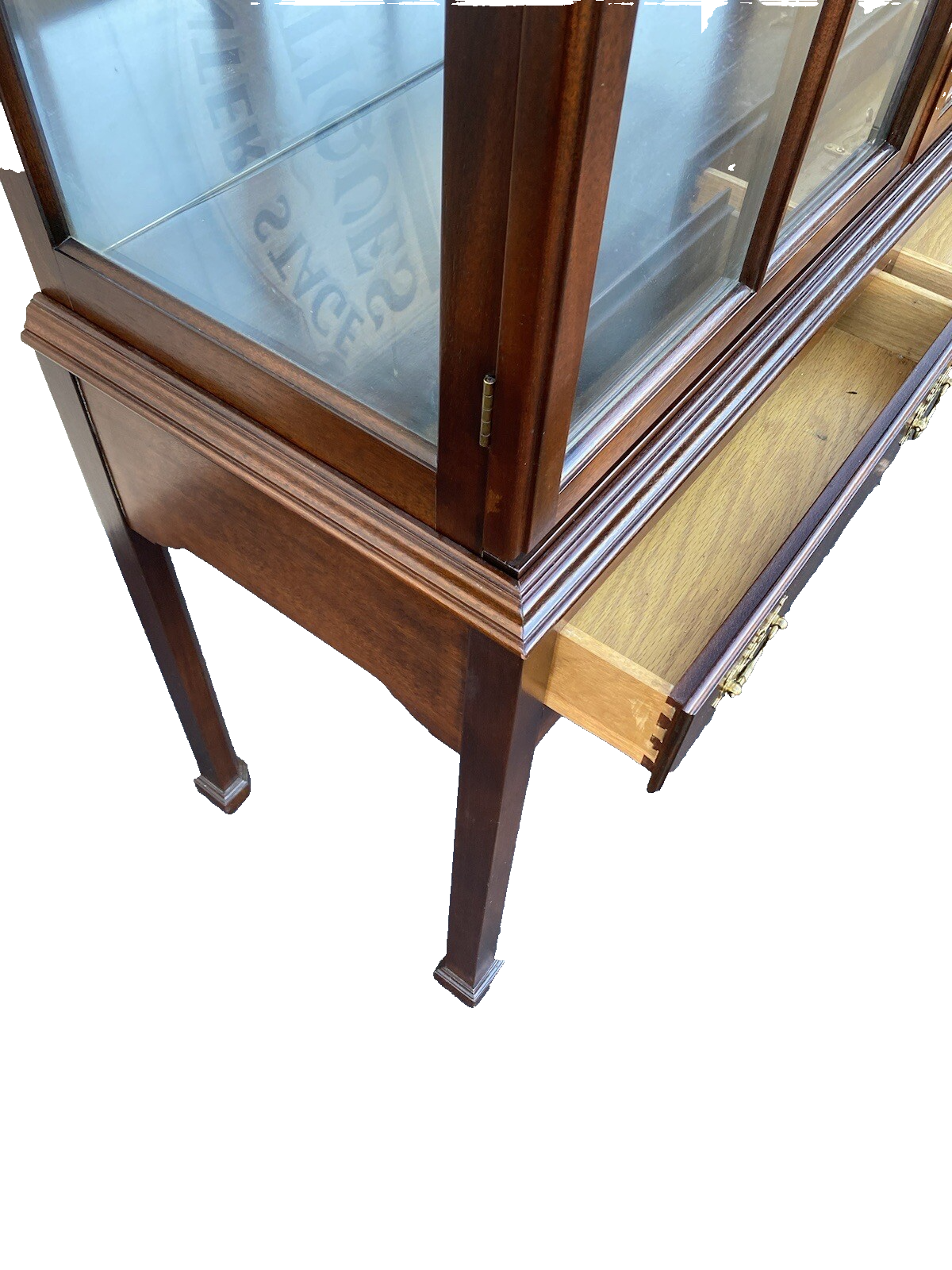 64966 Quality 2 piece Lighted Curio Cabinet China Cabinet w/ Drawers
