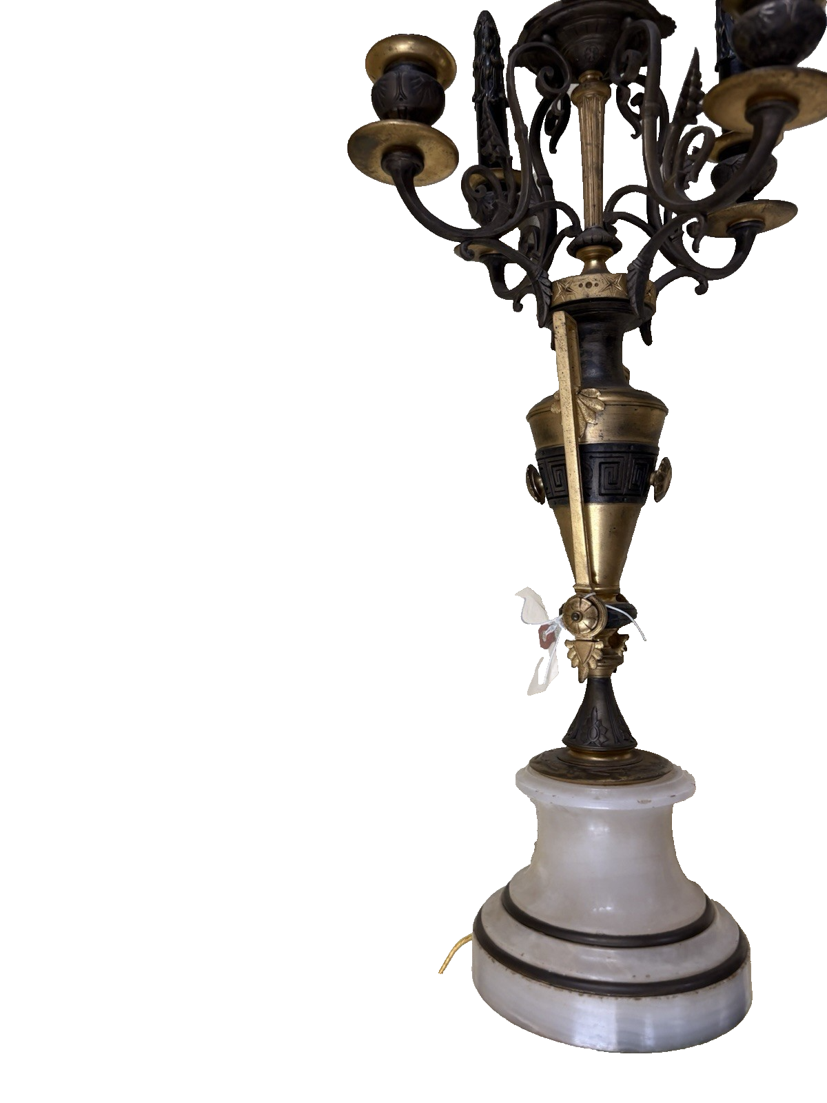 50584 Custom Hand Made Antique Bronze + Onyx Table Urn Lamp QUALITY Rare Find