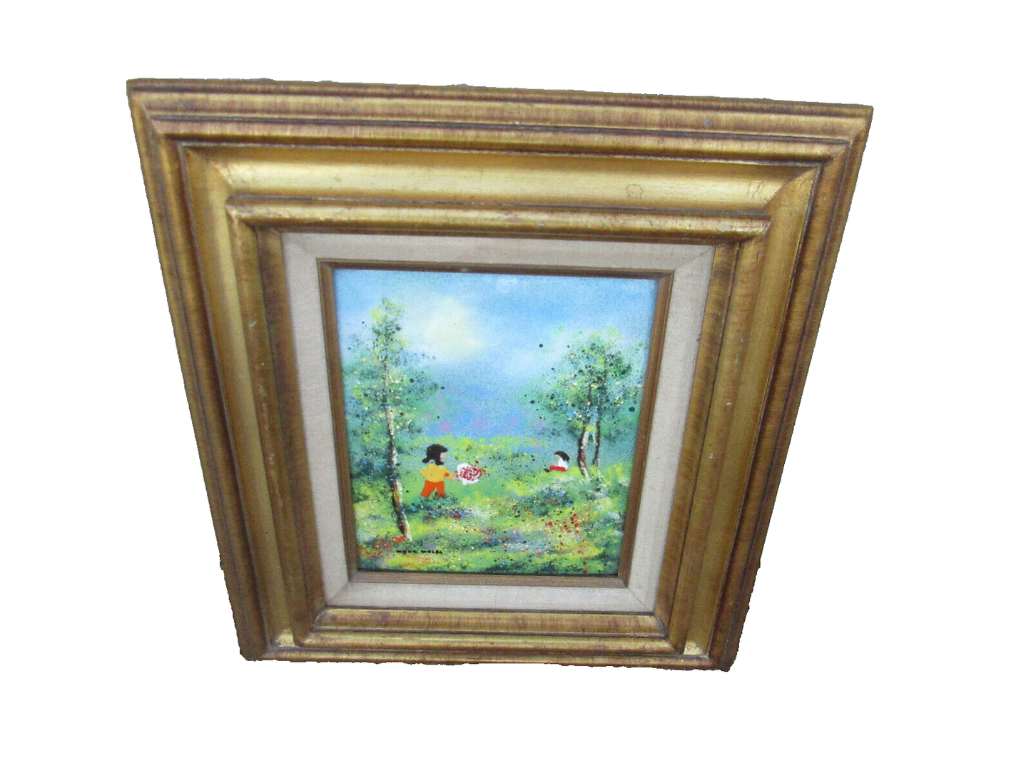 COL YS: Oil Painting on Porcelain In Wood Picture frame MOSES ?