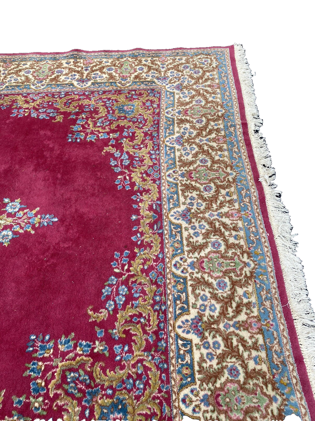 RUG 23: Hand Woven Oriental Carpet Rug Kirman Size 8' 9" x 12 '