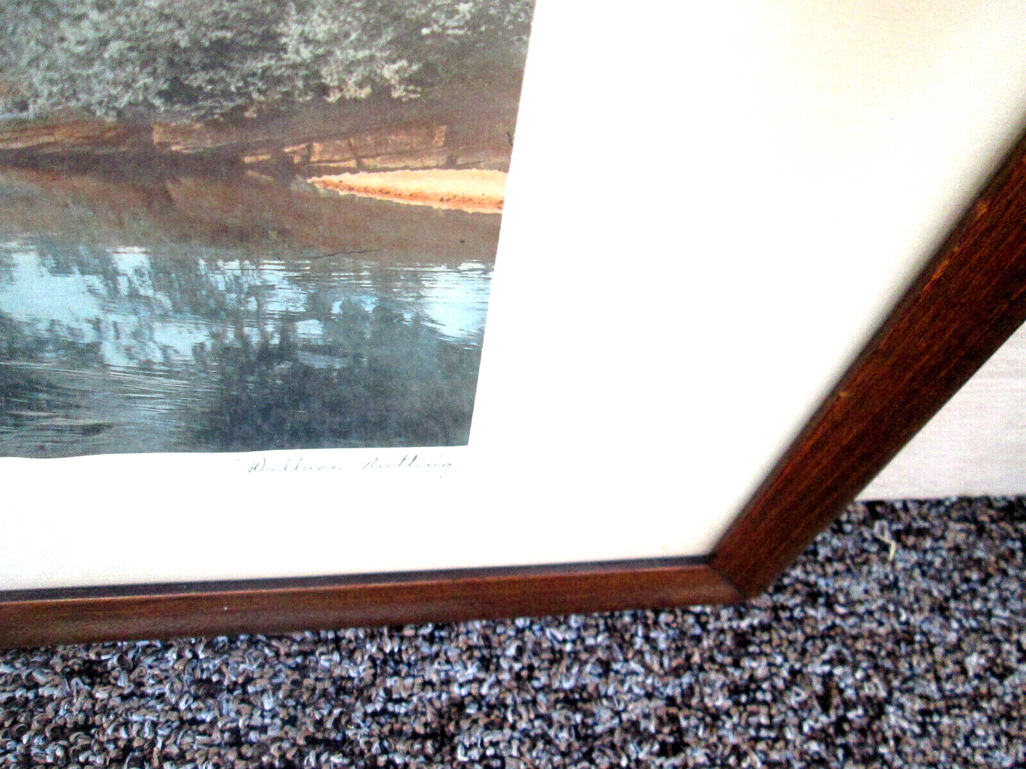ART-WN WALLACE NUTTING "The Swimming Pool" HAND TINTED SIGNED FRAMED PRINT
