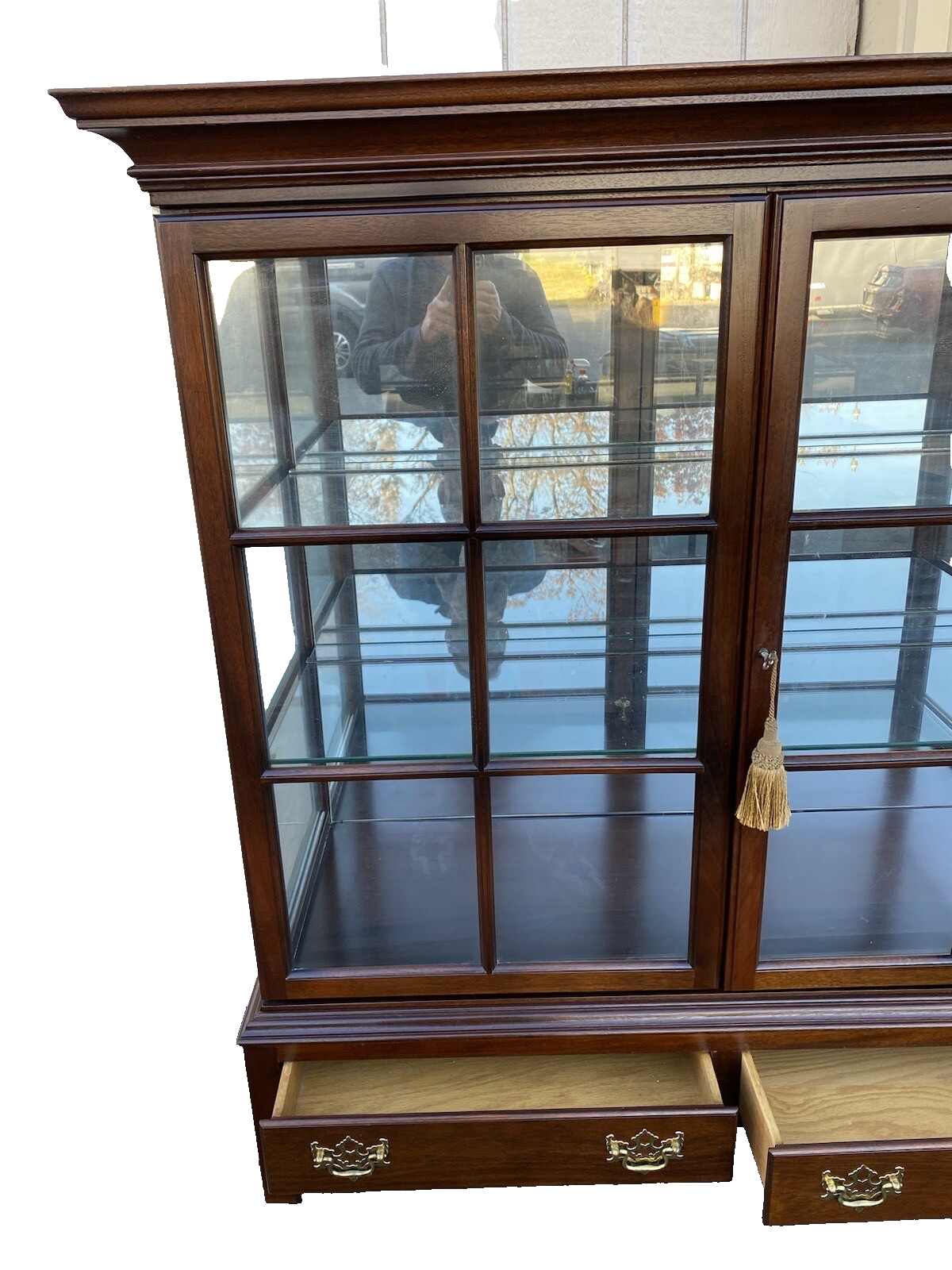 64966 Quality 2 piece Lighted Curio Cabinet China Cabinet w/ Drawers