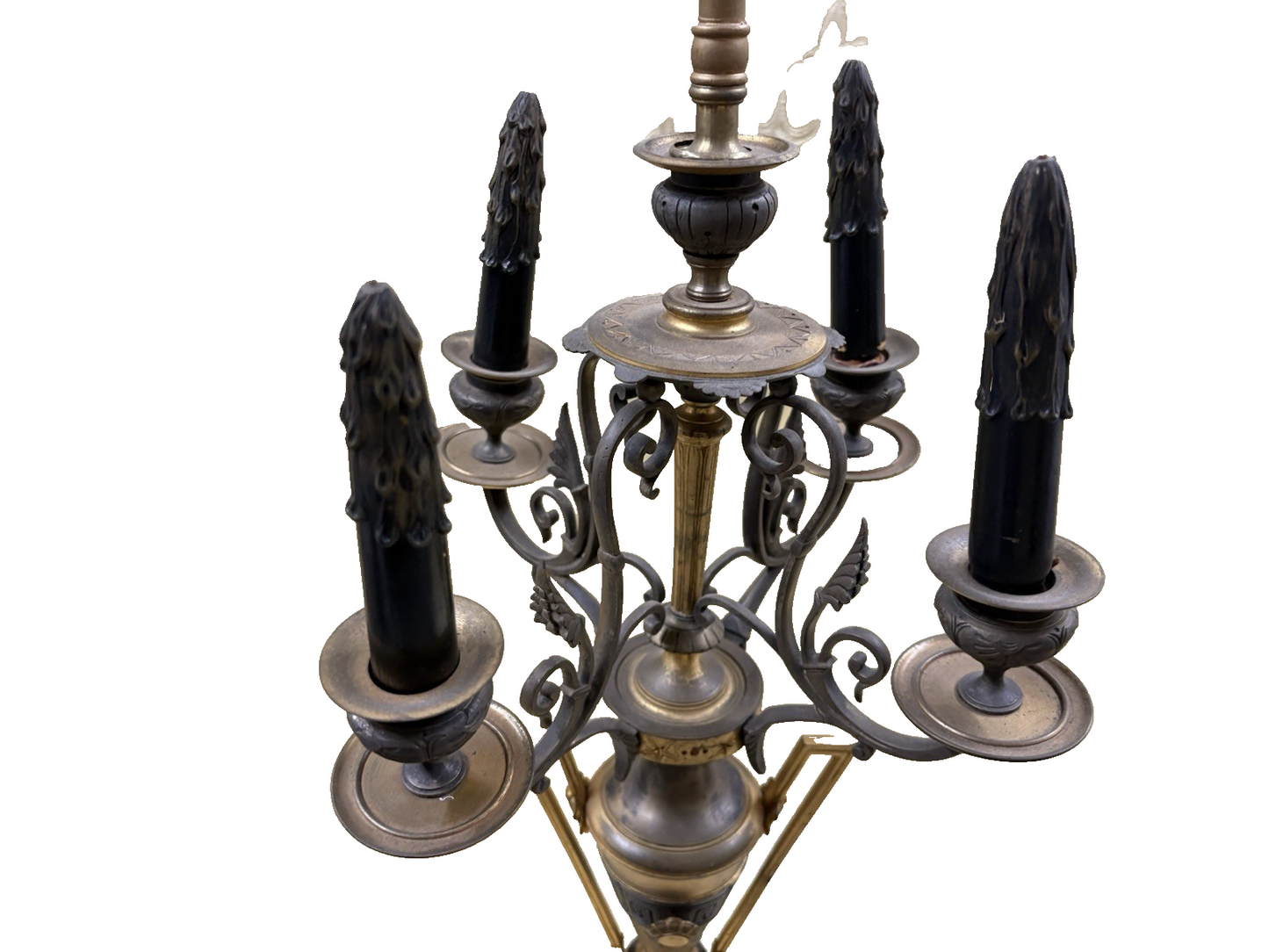 50584 Custom Hand Made Antique Bronze + Onyx Table Urn Lamp QUALITY Rare Find