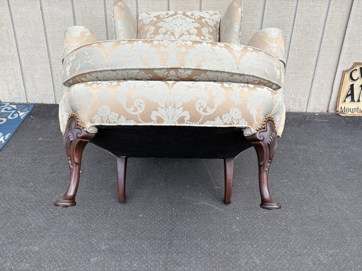 66866 Quality Queen Anne Wing Chair with Arm Covers