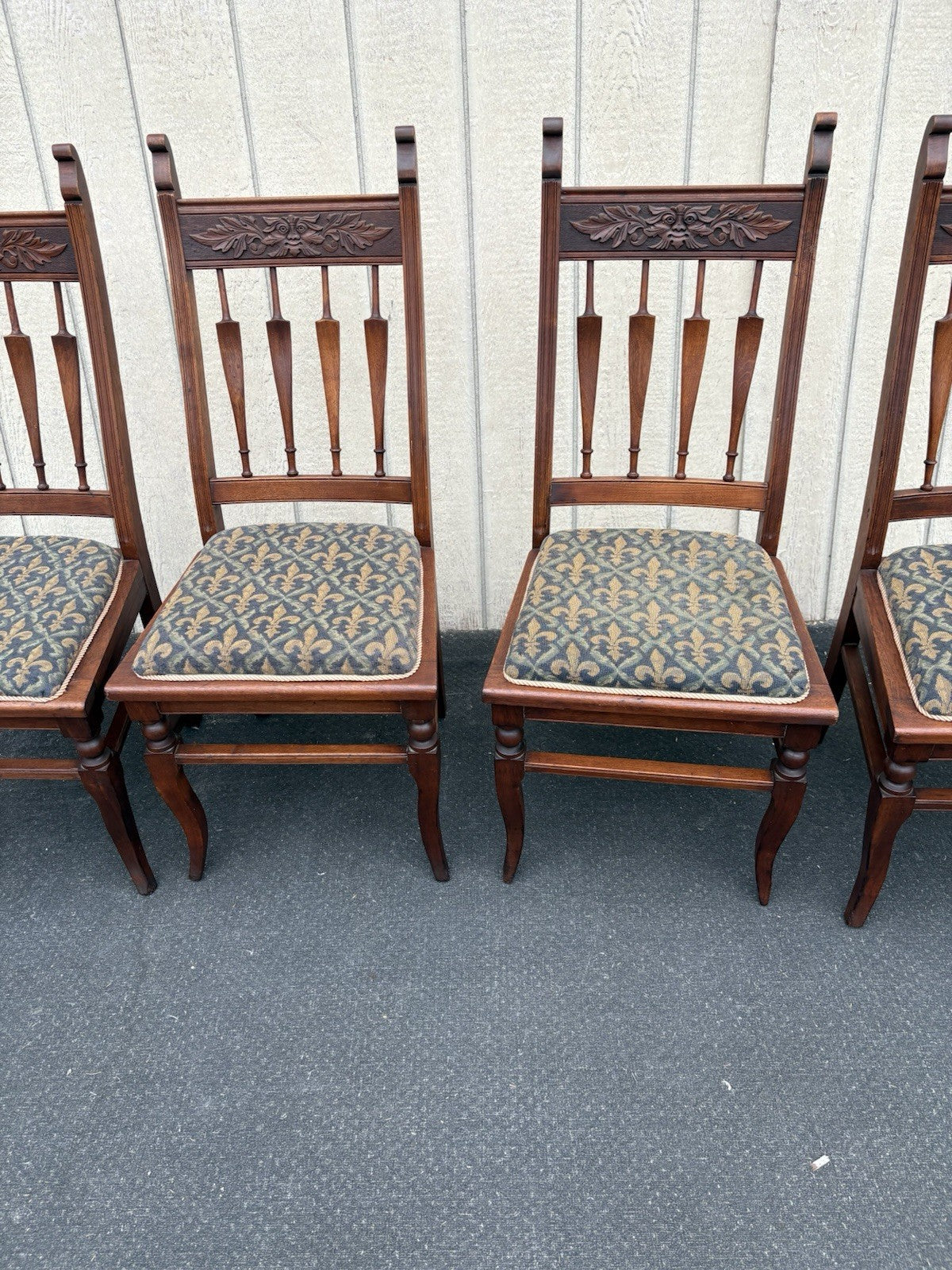 66466 Set 4 Victorian Walnut Custom Hand Made Dining Chairs Chair s