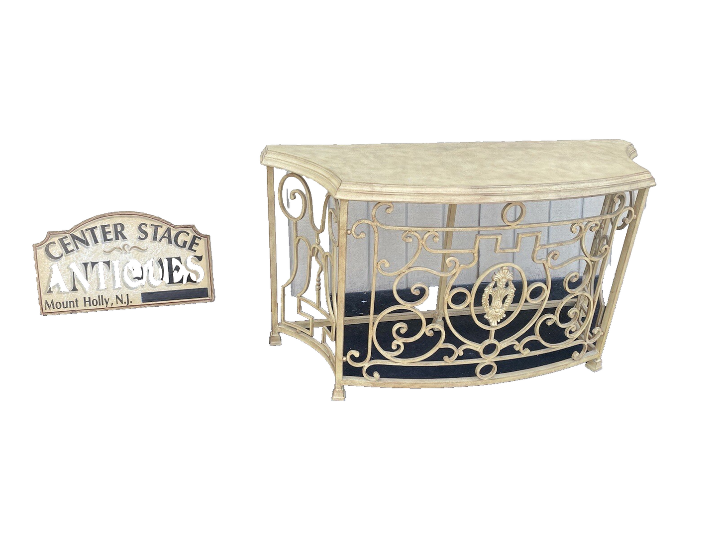 64721 Decorator Iron Console Table with Mirror