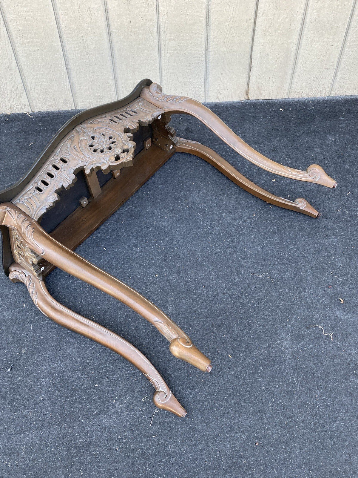 64748 Marble Top Carved Mahogany Console Table