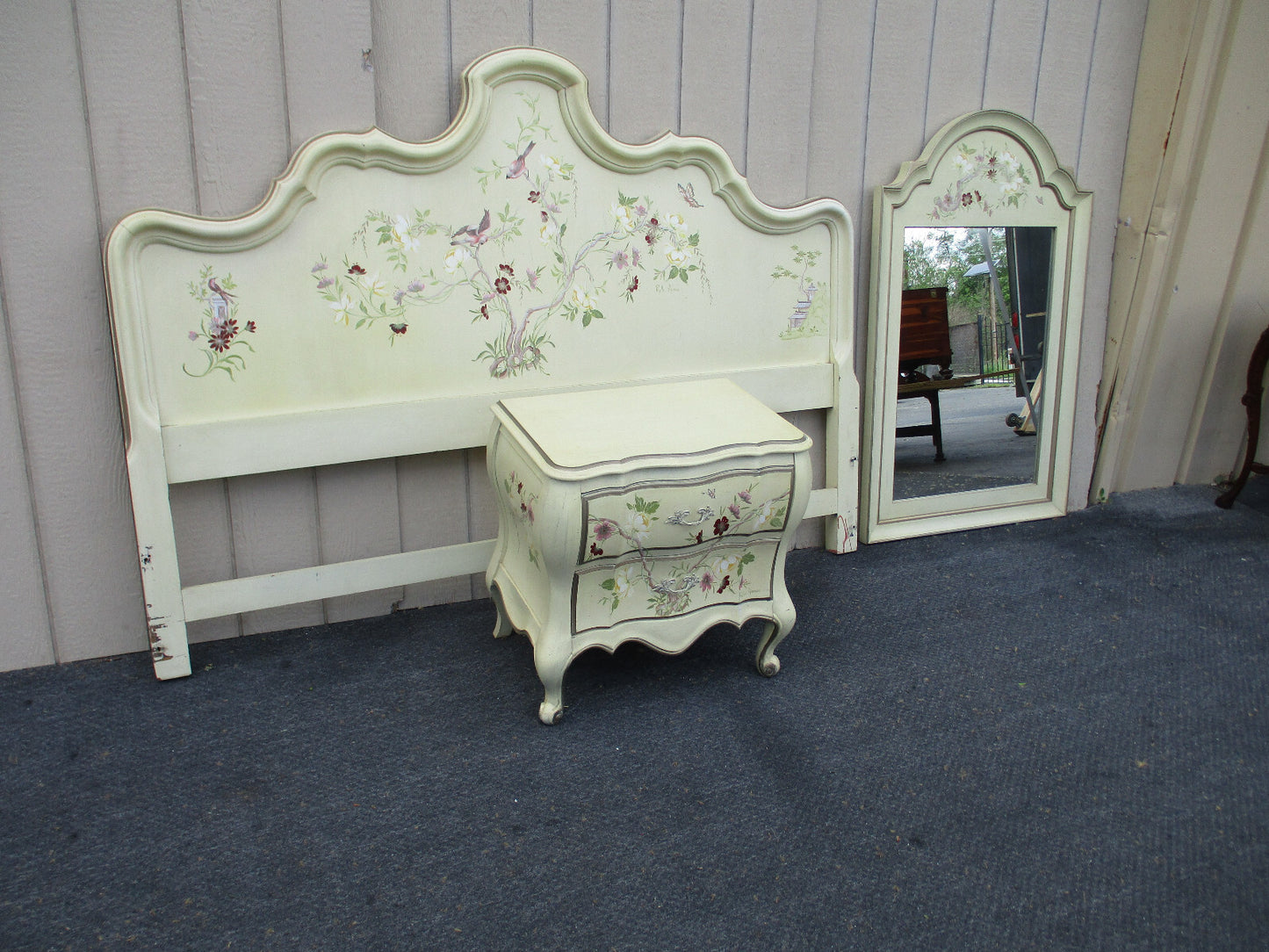 63272 Hand Painted Artist Signed Tall Decorator Mirror Quality Made
