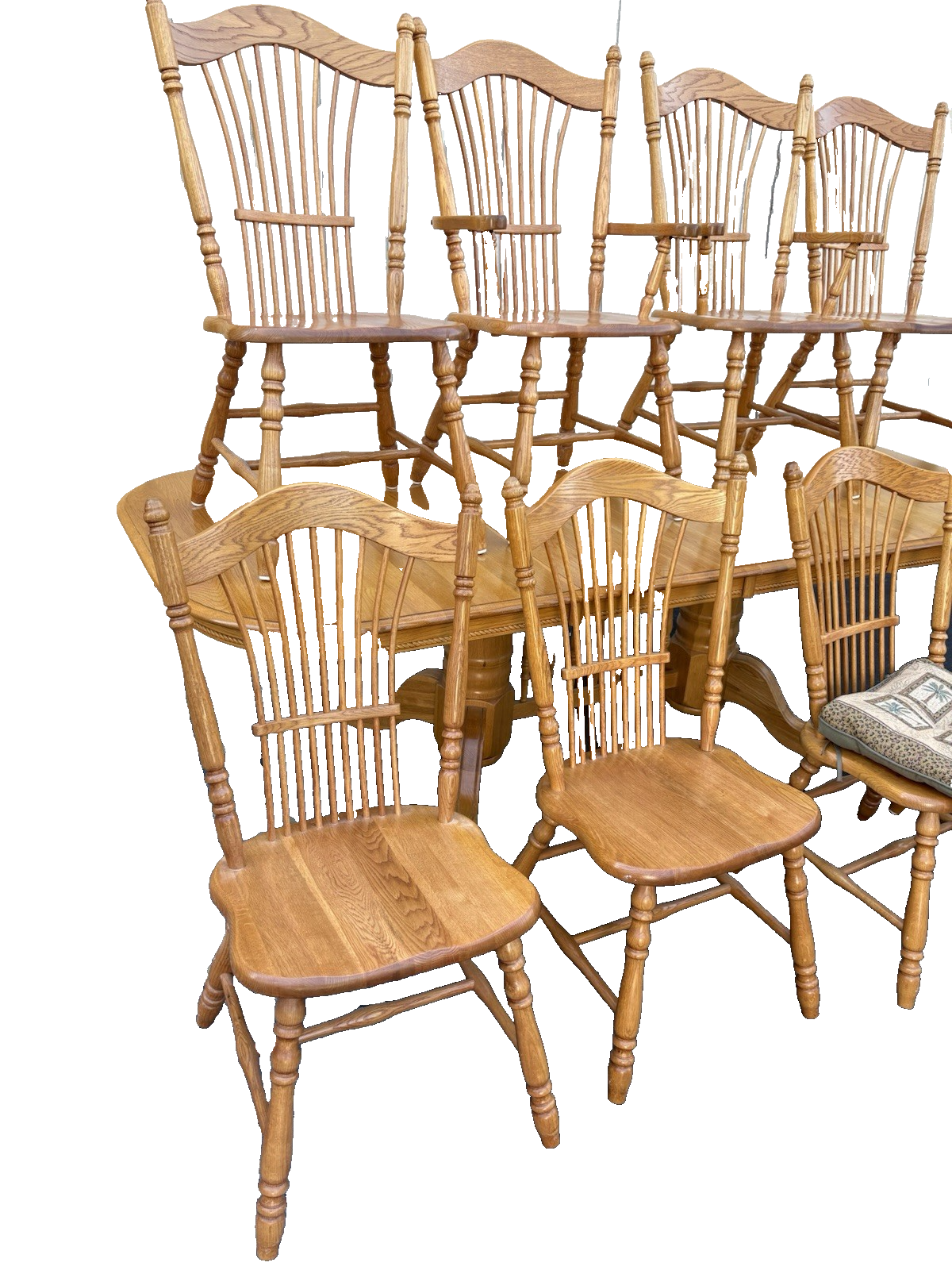 66859 Oak Dining Room Set China Table + 8 Chairs Chair s
