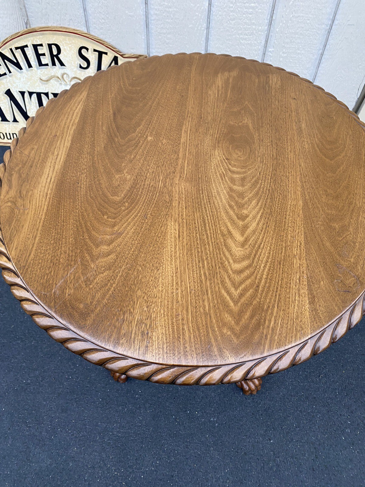65053 Solid Mahogany Custom Hand Carved Tilt Top Lamp Table Stand