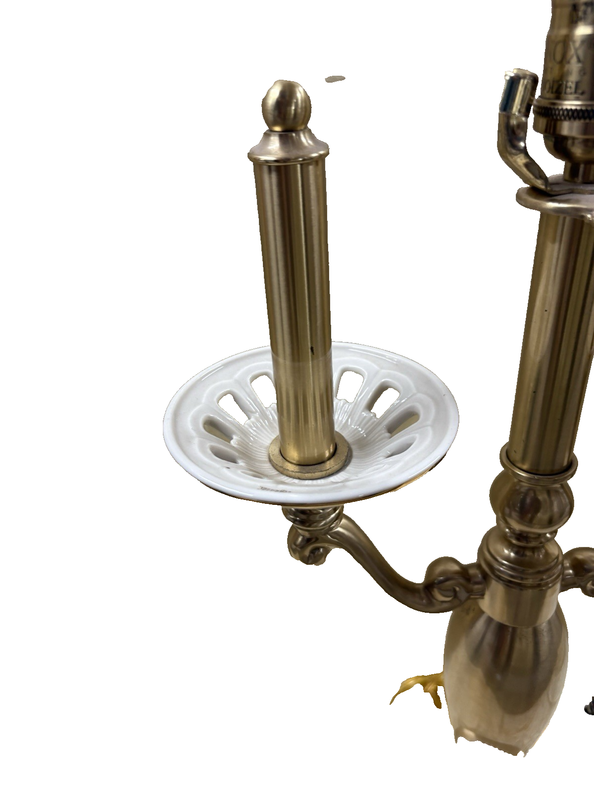 66559 Lenox Quoizel Candelabra Table lamp Ivory & Gold Porcelain Solid Brass