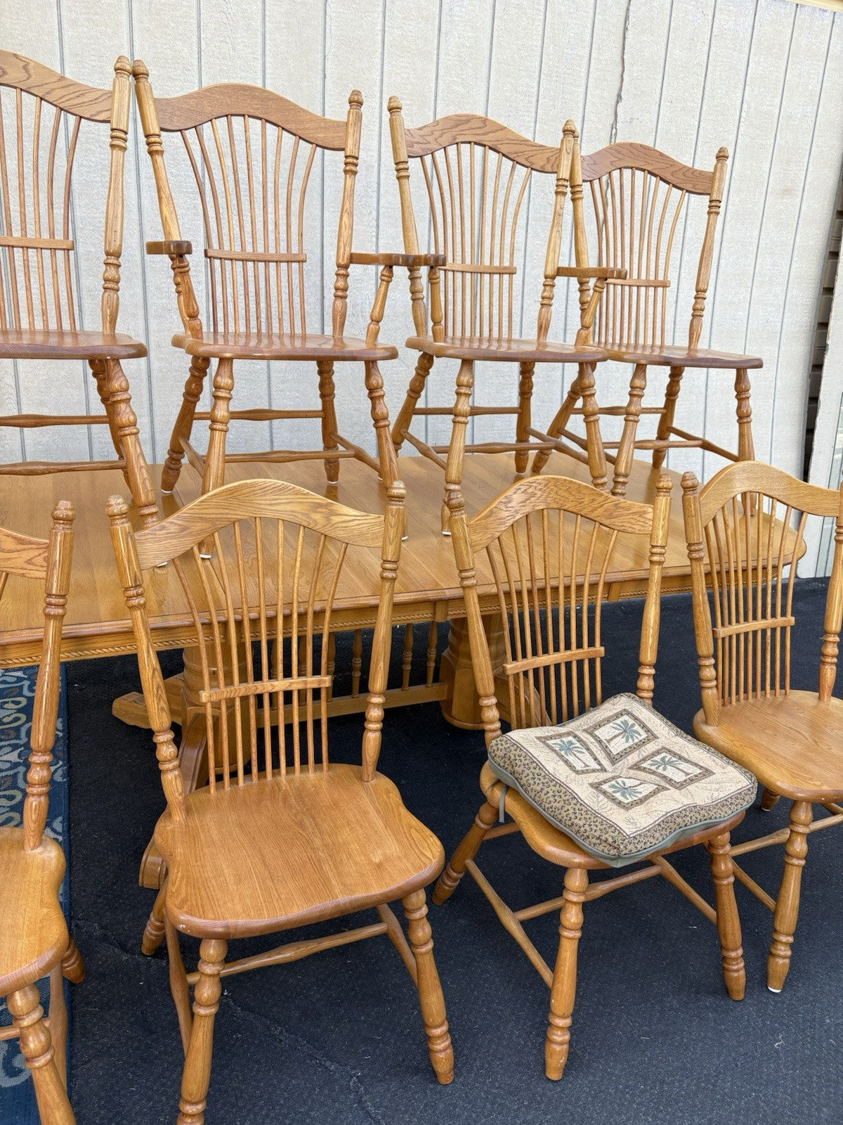 66859 Oak Dining Room Set China Table + 8 Chairs Chair s