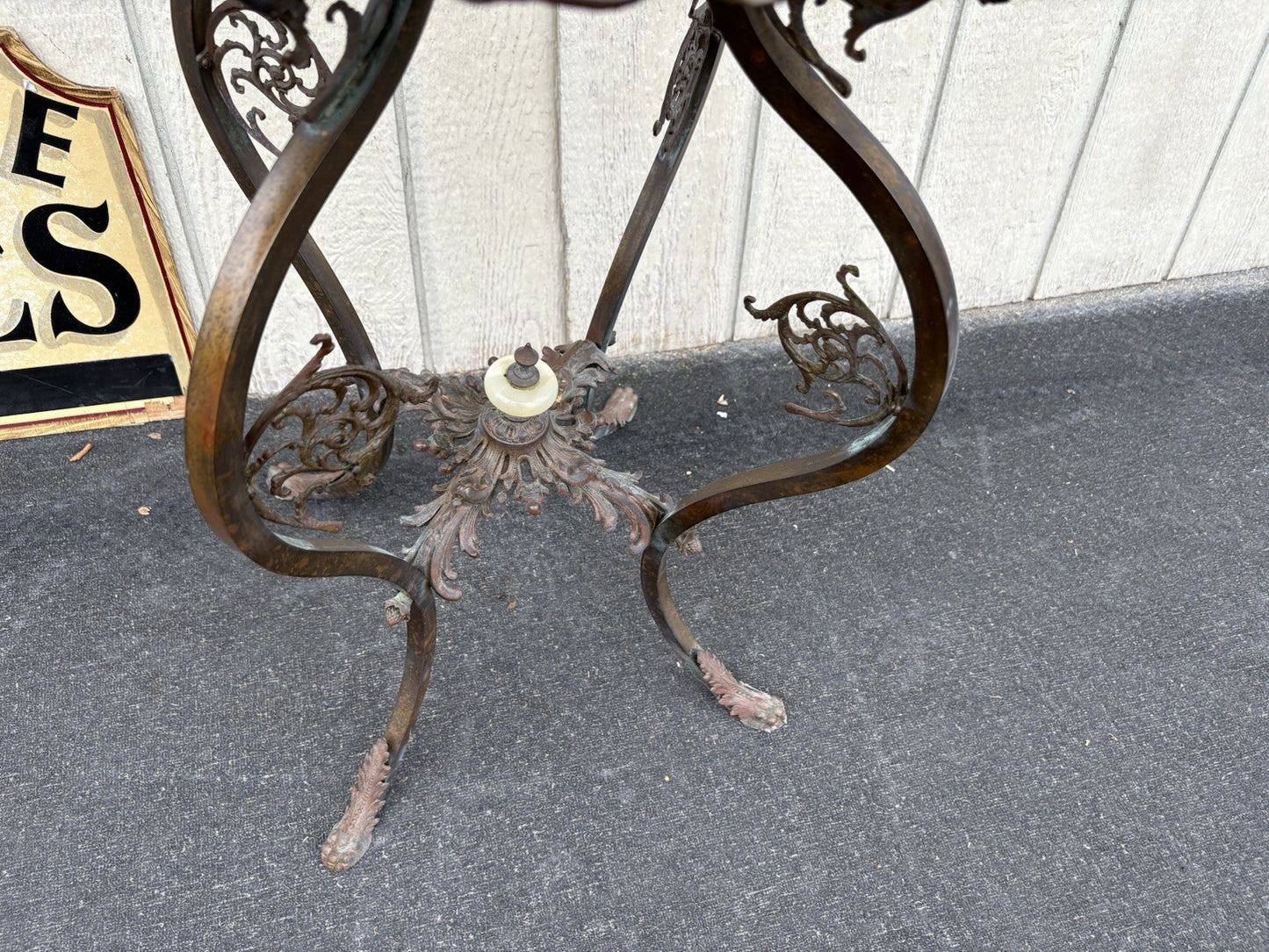 66828 Antique Victorian Marble Top Lamp Table Stand