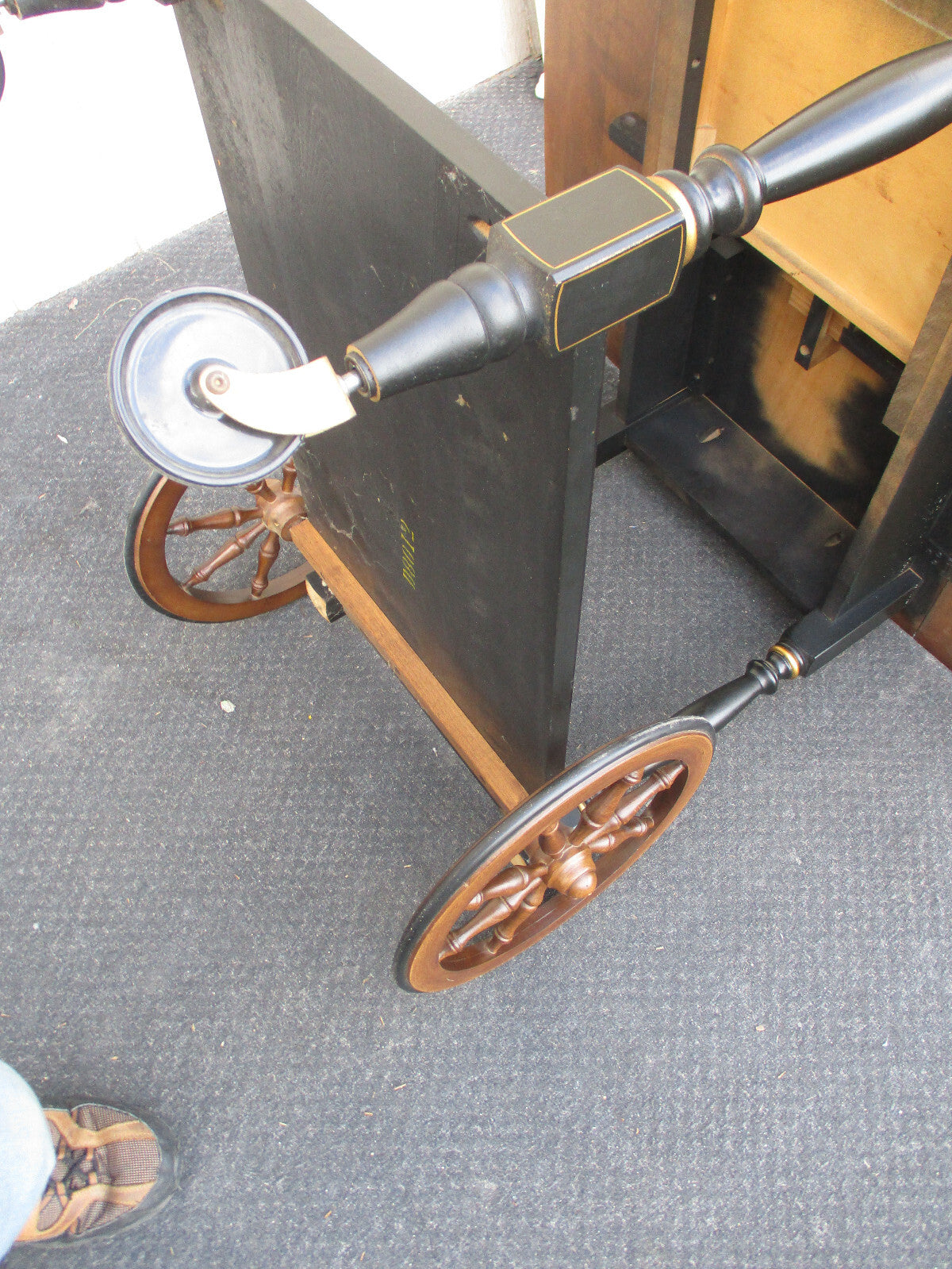 64308 Stenciled Solid Maple Tea Cart Bar Cart with Wheels