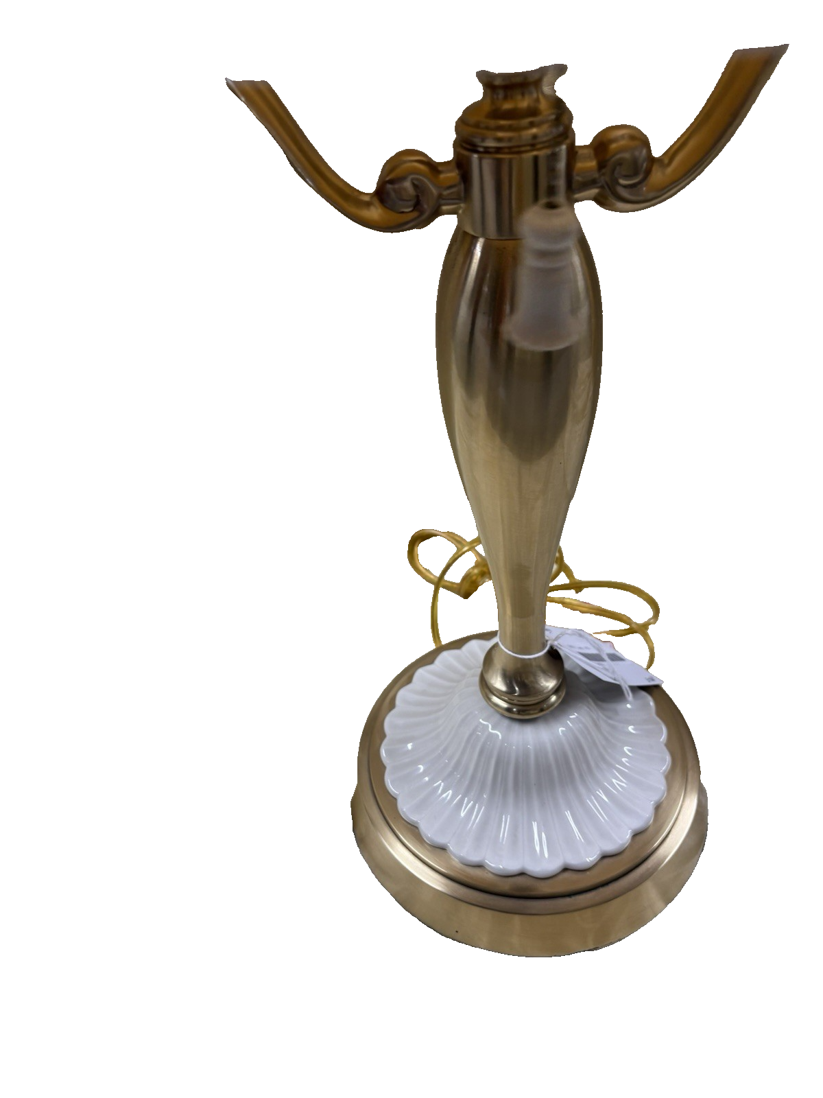 66559 Lenox Quoizel Candelabra Table lamp Ivory & Gold Porcelain Solid Brass
