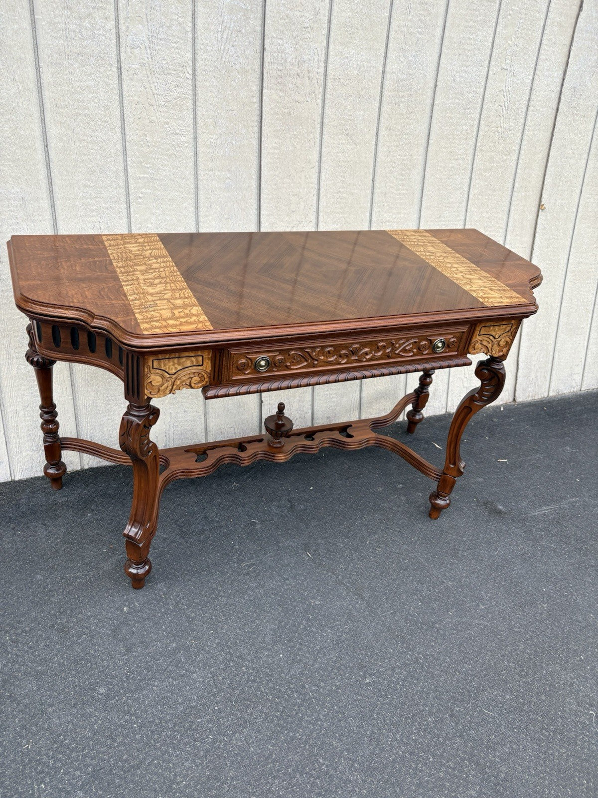 66885 Inlaid Antique Flip Top Sideboard Dining Table with Drawer