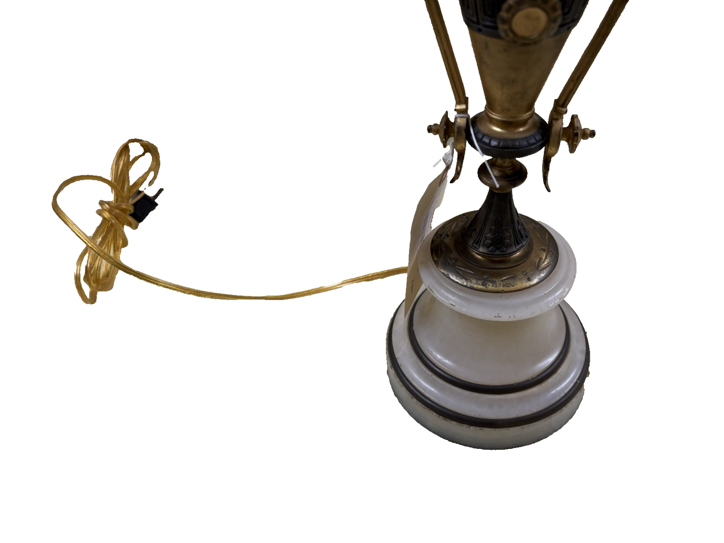 50584 Custom Hand Made Antique Bronze + Onyx Table Urn Lamp QUALITY Rare Find