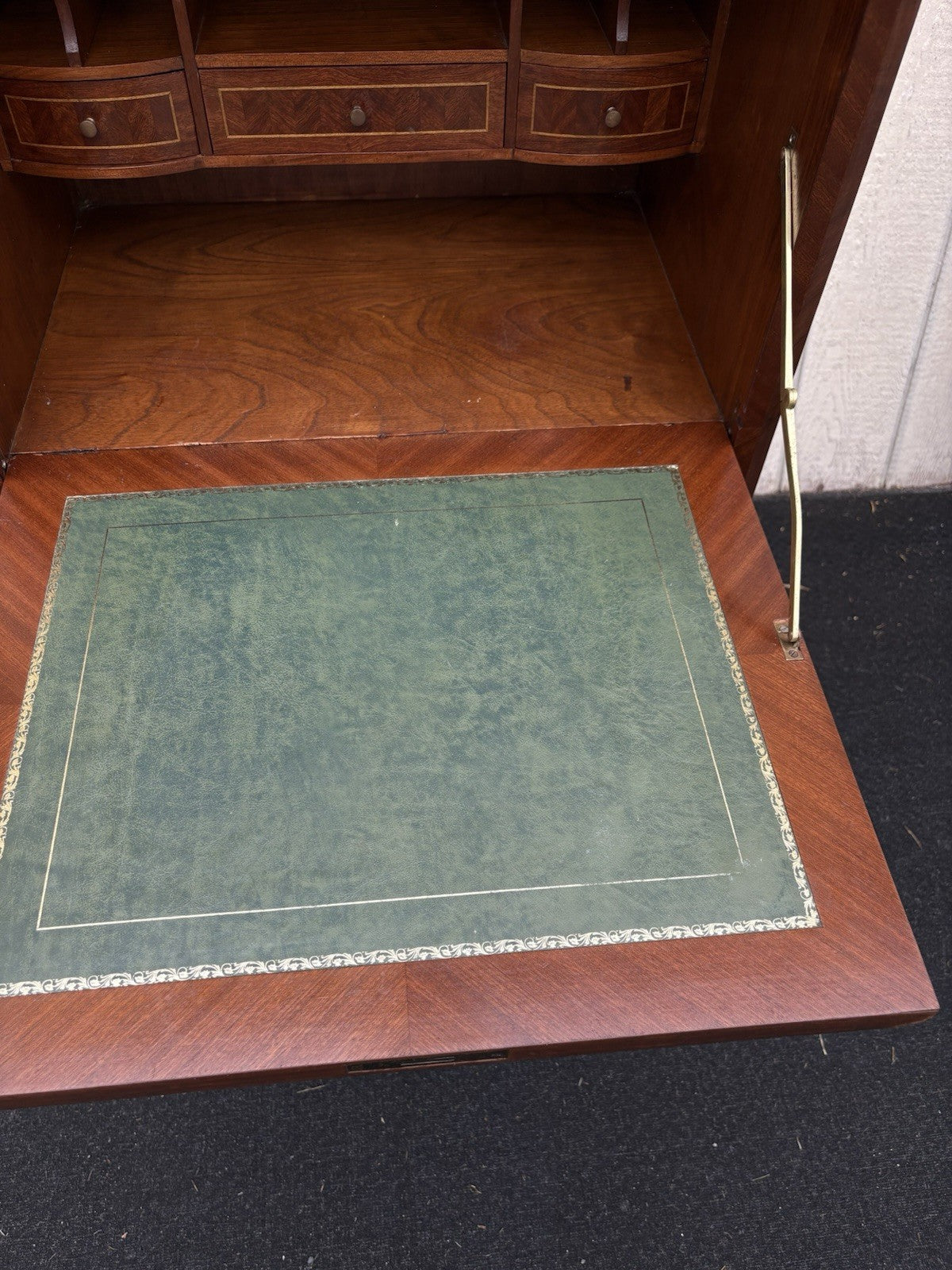 66581 Inlaid Marble Top Louis XV Slant Front Desk Cabinet