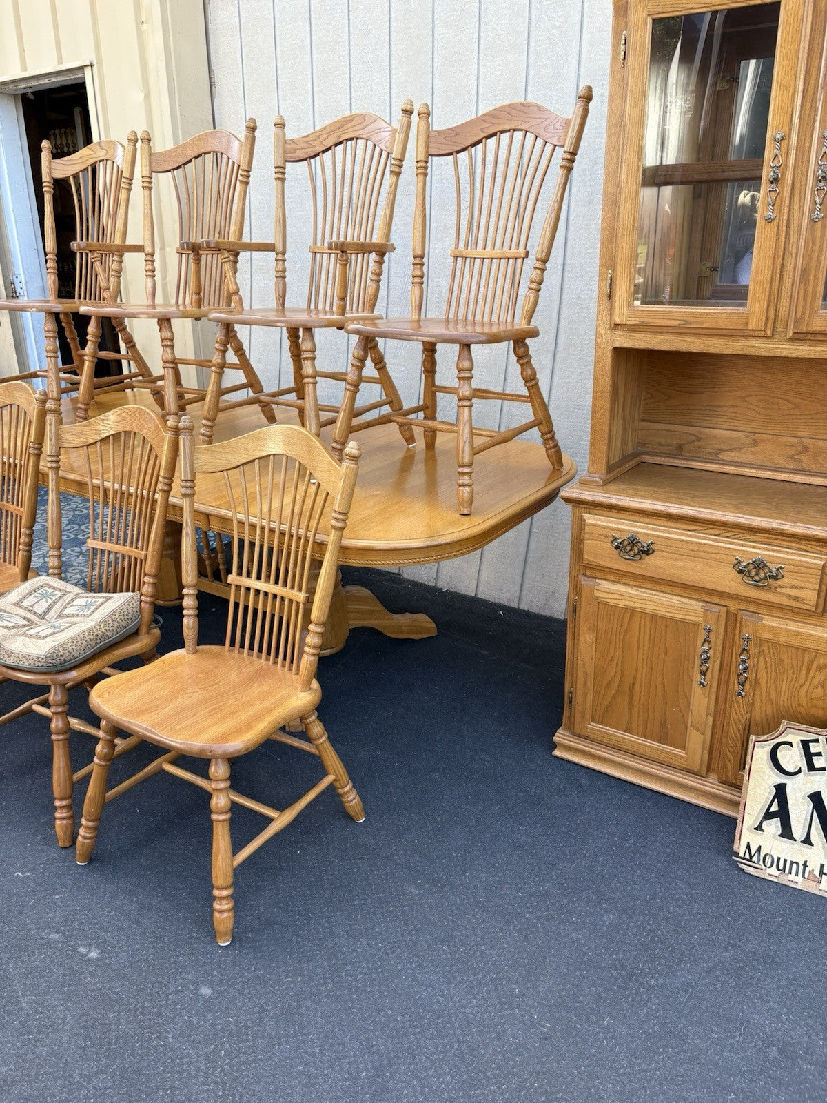 66859 Oak Dining Room Set China Table + 8 Chairs Chair s