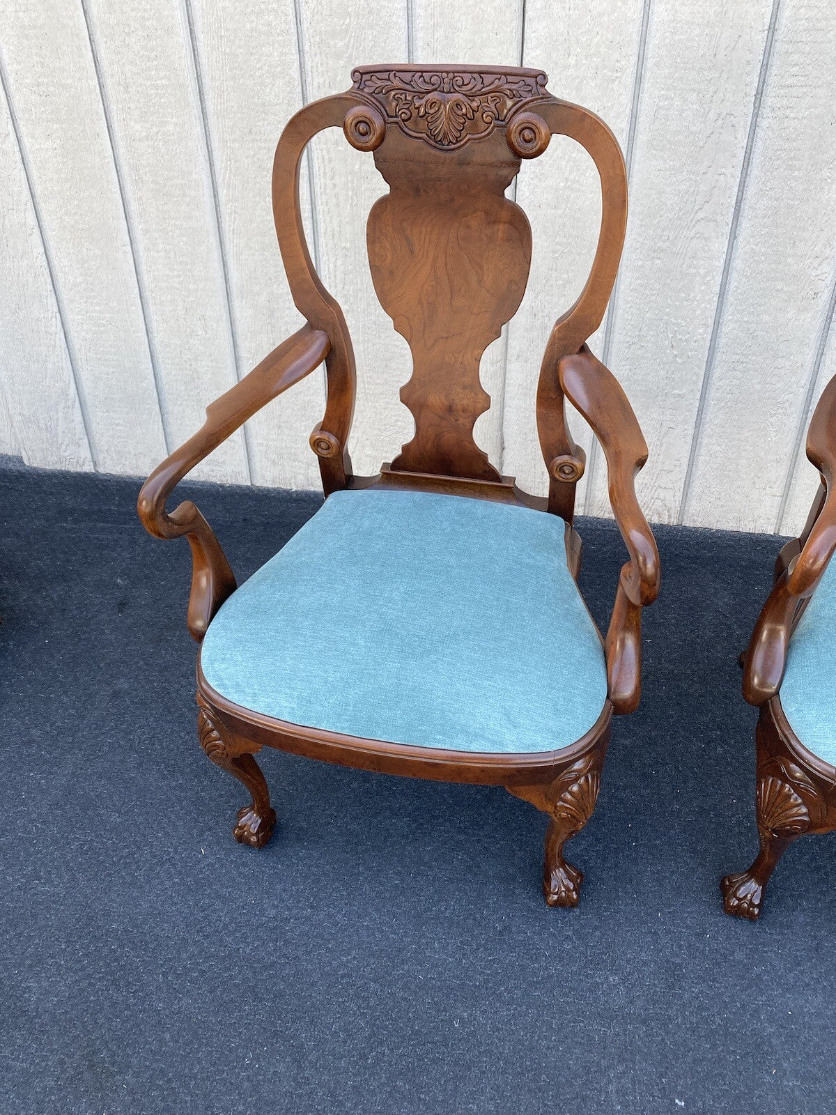 64506 Pair Burled Mahogany Armchairs Chair s