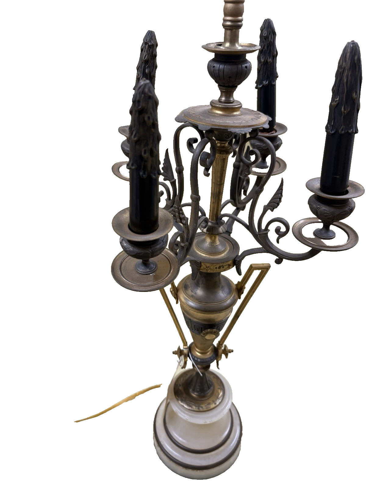 50584 Custom Hand Made Antique Bronze + Onyx Table Urn Lamp QUALITY Rare Find