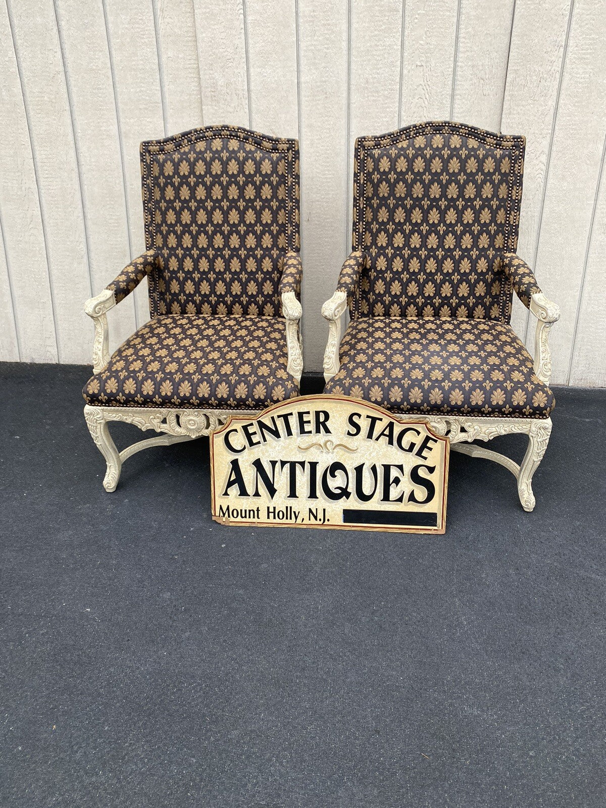 61185 Pair Romantic Shabby Armchair Chair s