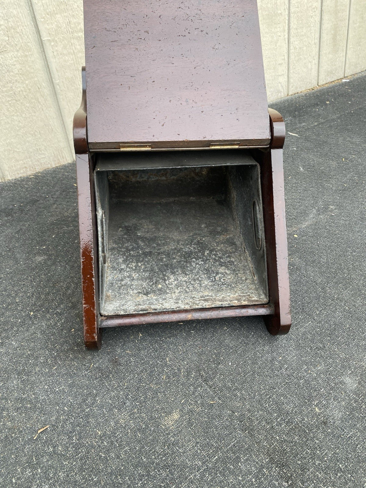 66553 Antique Hand Carved Mahogany Coal Bin Storage Cabinet