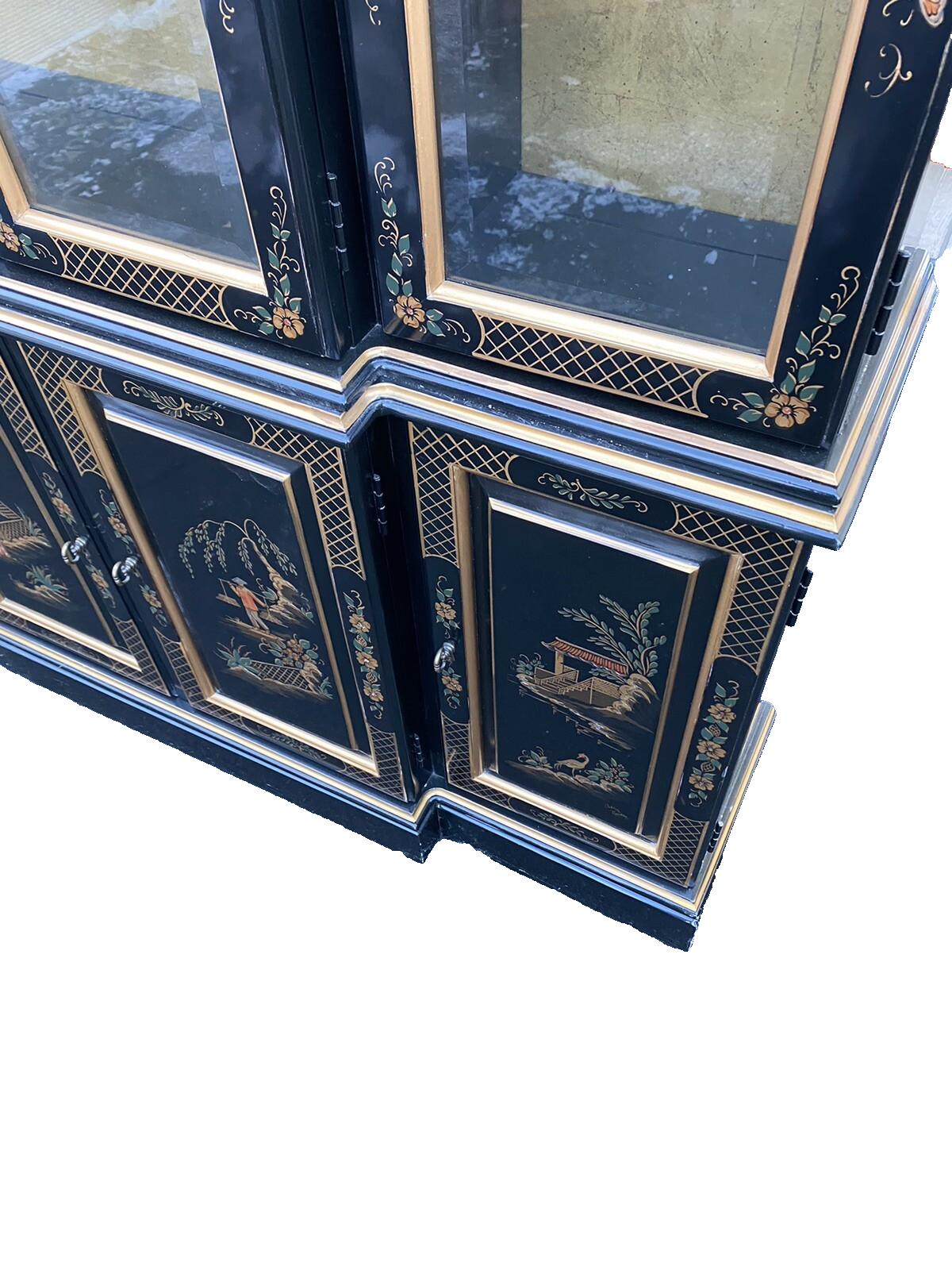 66268 ETHAN ALLEN Oriental Breakfront Curio Cabinet
