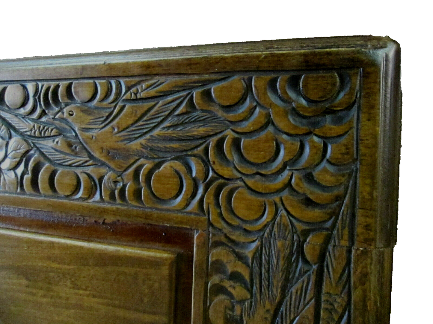 54174 CARVED ORIENTAL TABLE WITH DRAWER Bird carvings