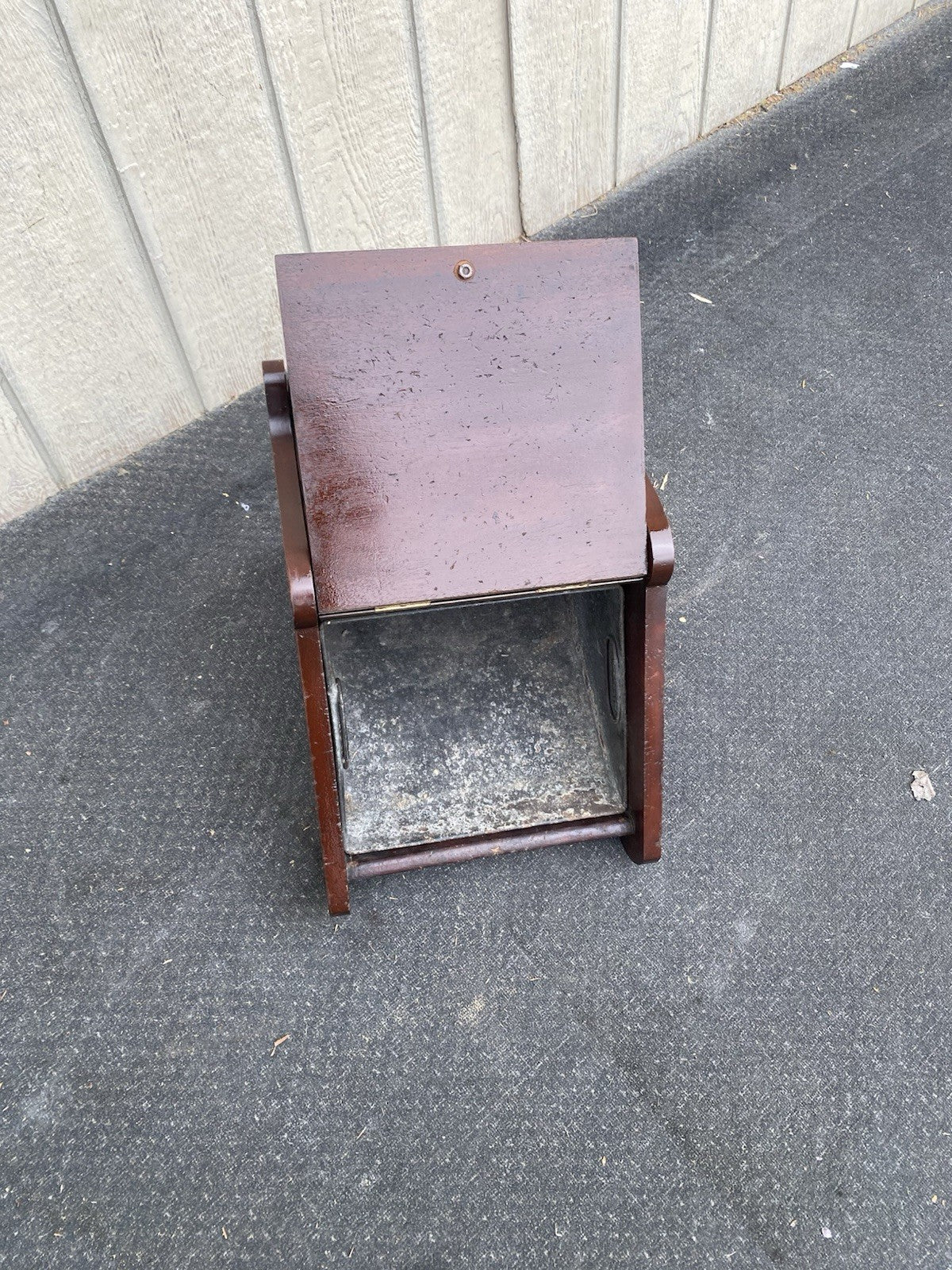 66553 Antique Hand Carved Mahogany Coal Bin Storage Cabinet
