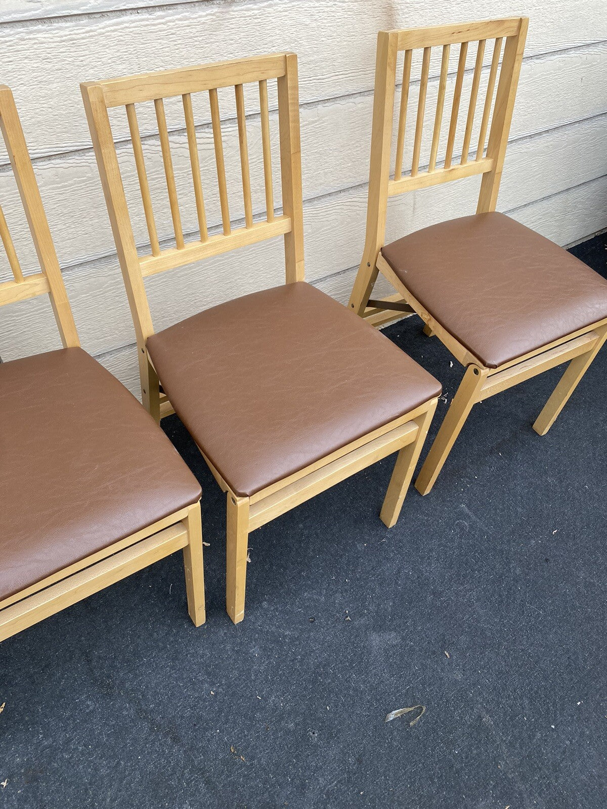 65477 Set of 4 Maple FOLD UP FOLDING Chair s Chairs