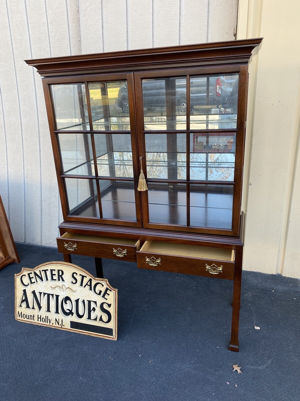 64966 Quality 2 piece Lighted Curio Cabinet China Cabinet w/ Drawers