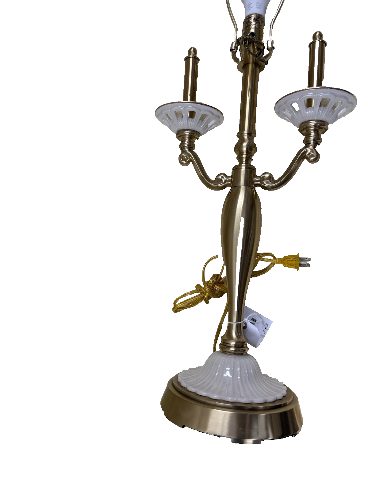 66559 Lenox Quoizel Candelabra Table lamp Ivory & Gold Porcelain Solid Brass